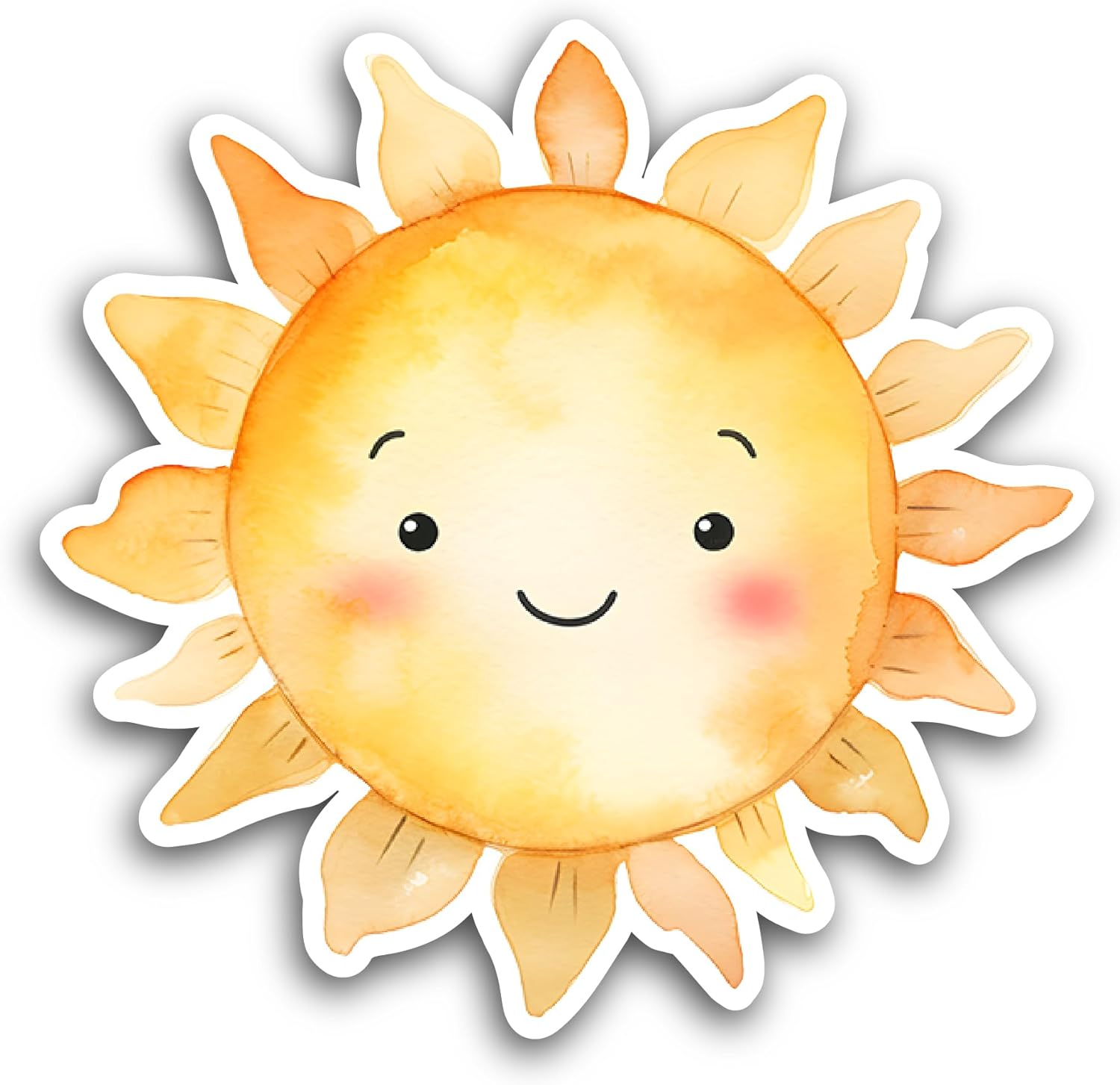 2 (Pieces) 3" and 5" Smile Face Sun Sticker, Waterproof Vinyl Decals for Many Purpose Like Cars, Trucks, Laptops, Phones, Windows and More