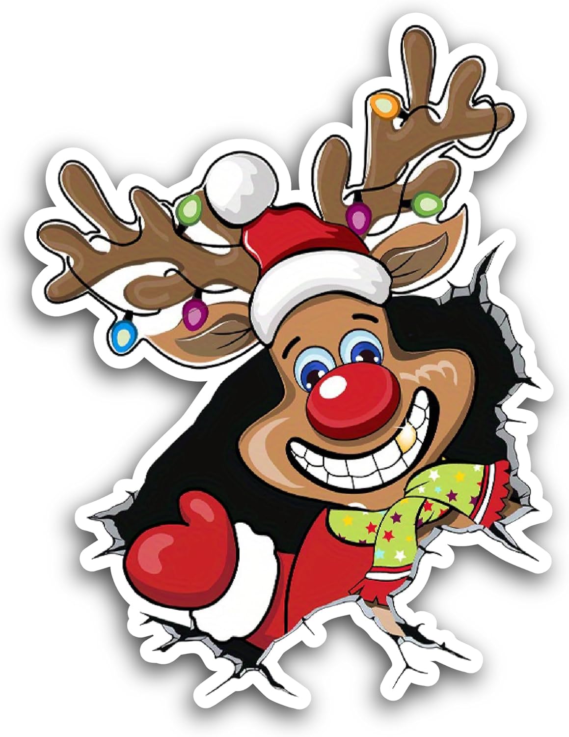 2 (Pieces) 3" and 5" Cute Reindeer Sticker, Waterproof Vinyl Decals for Many Purpose Like Cars, Trucks, Laptops, Phones, Windows and More