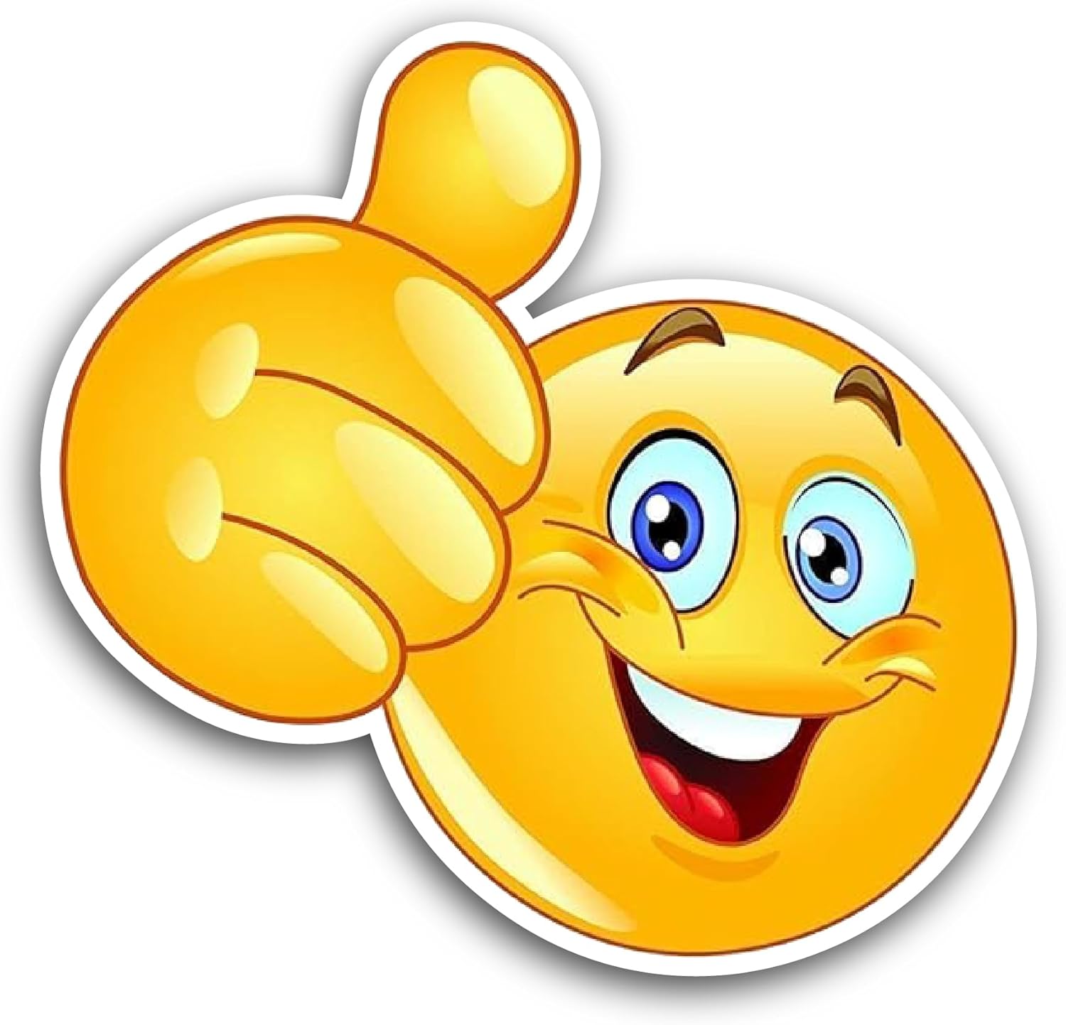 2 (Pieces) 3" and 5" Smiley Face with Thumbs Up Sticker, Waterproof Vinyl Decals for Many Purpose Like Cars, Trucks, Laptops, Phones, Windows and More
