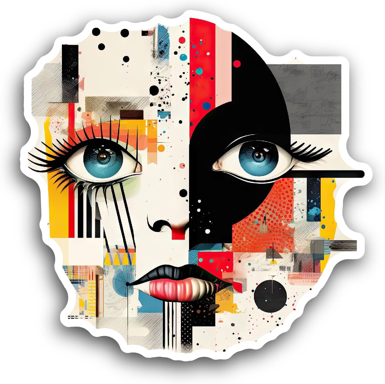 2 (Pieces) 3" and 5" Face with A Colorful Pattern Sticker, Waterproof Vinyl Decals for Many Purpose Like Cars, Trucks, Laptops, Phones, Windows and More