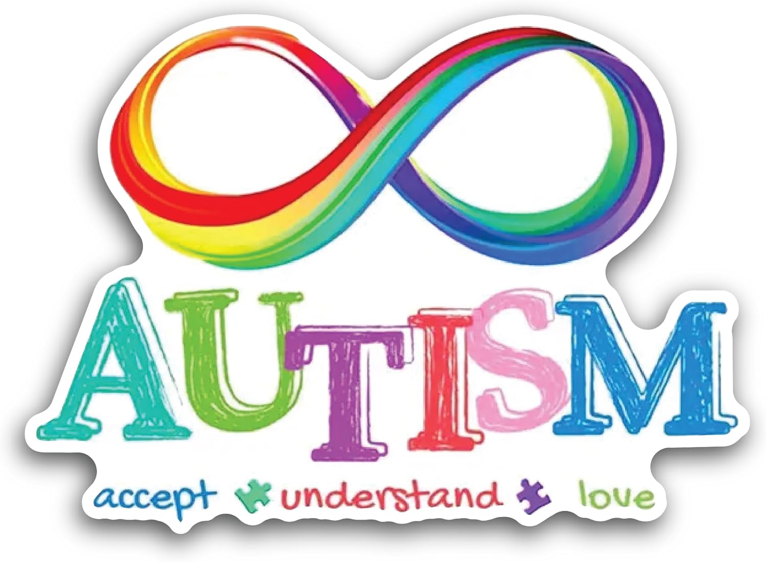 2 (Pieces) 3" and 5" Autism Colour Sign Decal Sticker, Waterproof Vinyl Decals for Many Purpose Like Cars, Trucks, Laptops, Phones, Windows and More