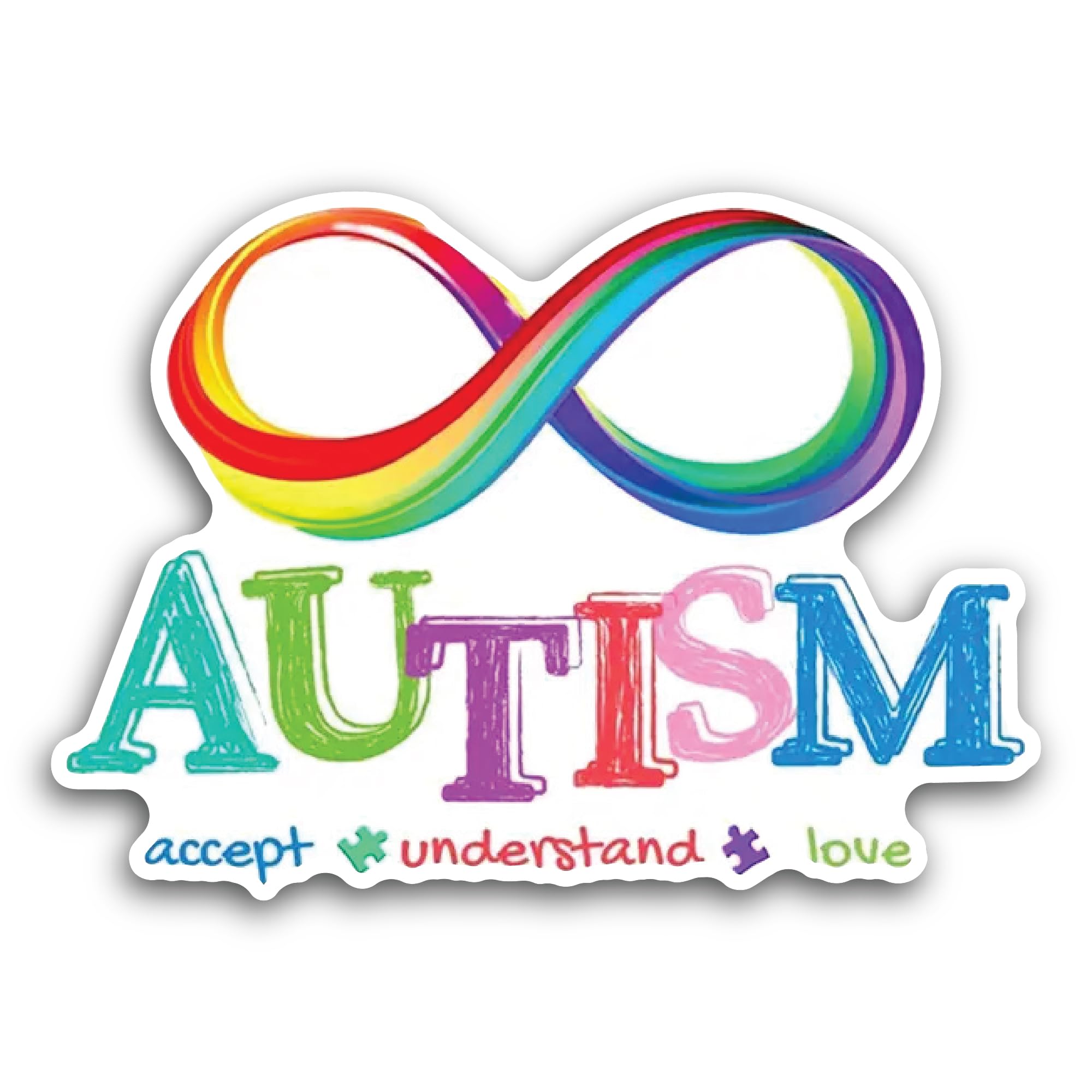 2 (Pieces) 3" and 5" Autism Colour Sign Decal Sticker, Waterproof Vinyl Decals for Many Purpose Like