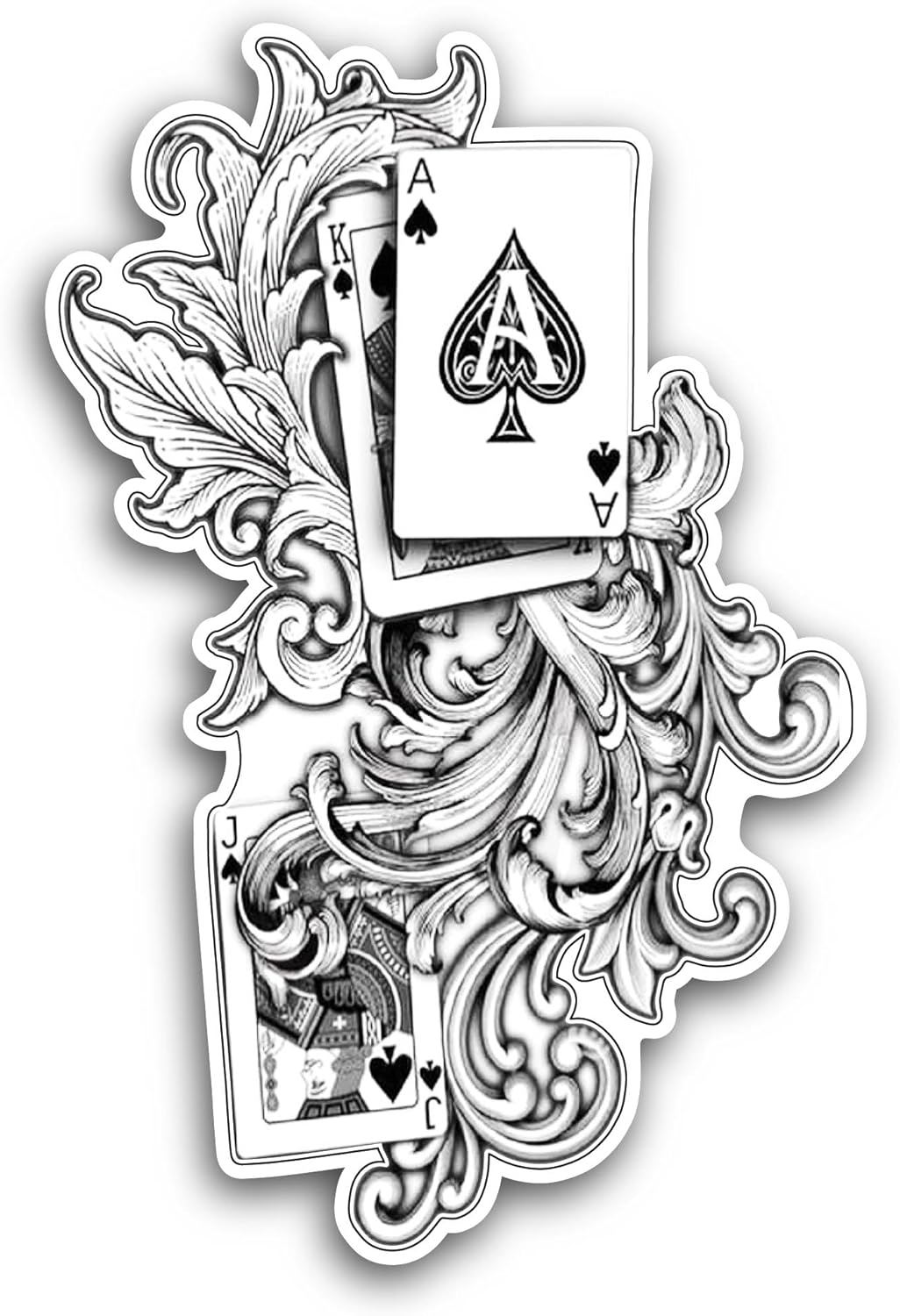 2 (Pieces) 3" and 5" Playing Card Sticker, Waterproof Vinyl Decals for Many Purpose Like Cars, Trucks, Laptops, Phones, Windows and More
