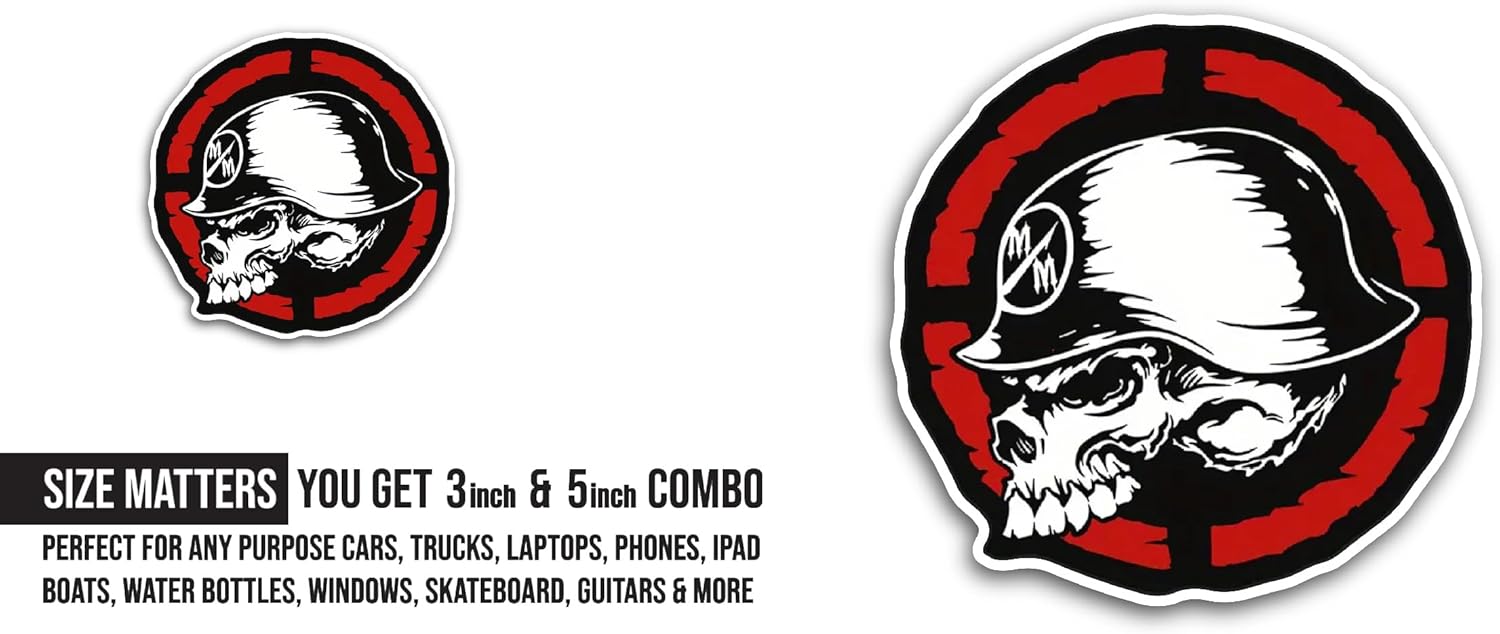 2 (Pieces) 3" and 5" Helmet Skull Sticker, Waterproof Vinyl Decals for Many Purpose Like Cars, Trucks, Laptops, Phones, Windows and More