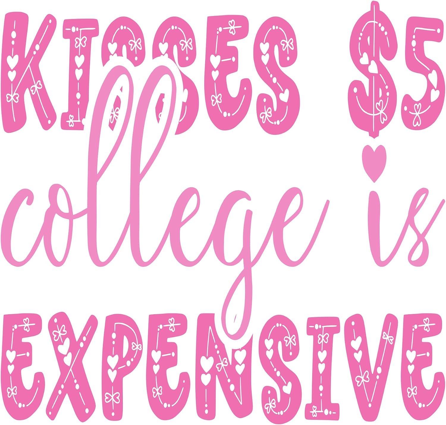 Inspirational Quote Kisses $5 College is Expensive Motivational Sticker Vinyl Decal Motivation Stickers- 5" Vinyl Sticker Waterproof