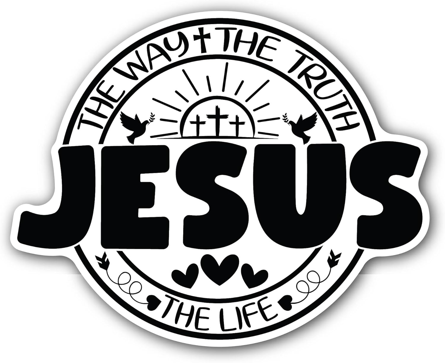 2 (Pieces) 3" and 5" Jesus Text Sticker, Waterproof Vinyl Decals for Many Purpose Like Cars, Trucks, Laptops, Phones, Windows and More