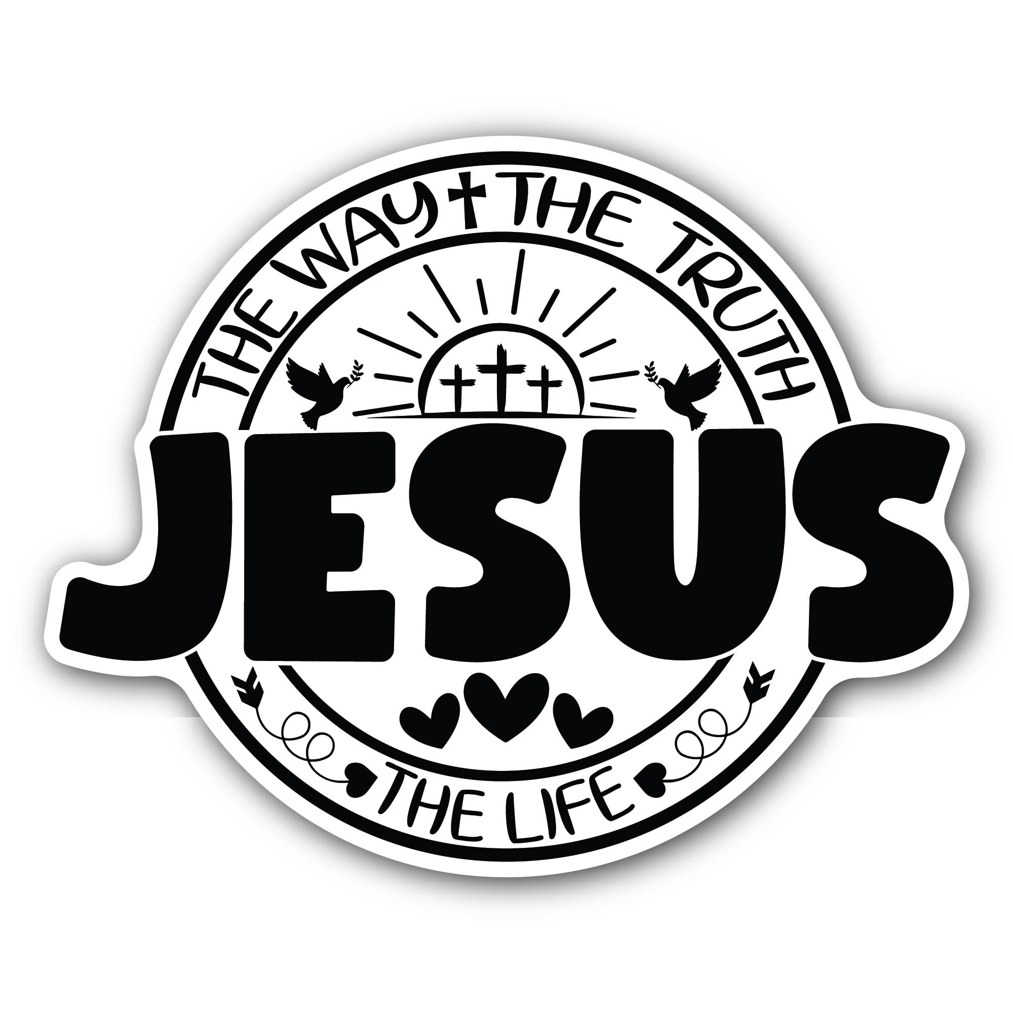 2 (Pieces) 3" and 5" Jesus Text Sticker, Waterproof Vinyl Decals for Many Purpose Like Cars, Trucks,