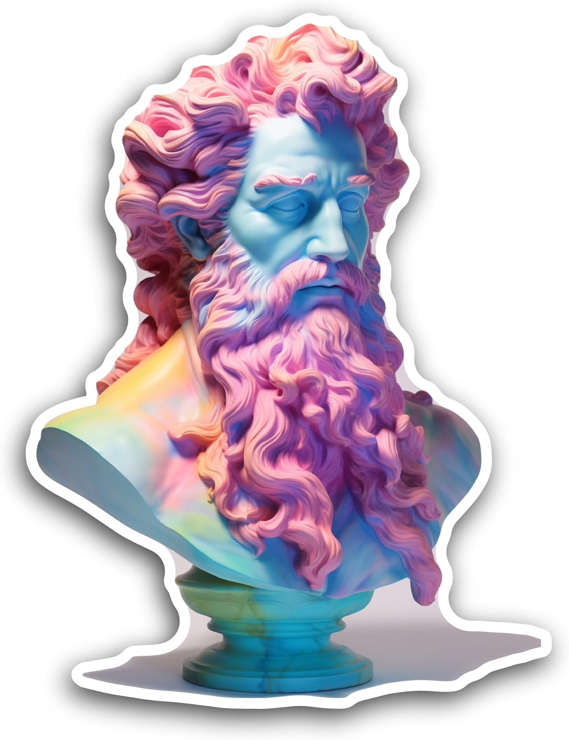 2 (Pieces) 3" and 5" Holographic Statue Sticker, Waterproof Vinyl Decals for Many Purpose Like Cars, Trucks, Laptops, Phones, Windows and More