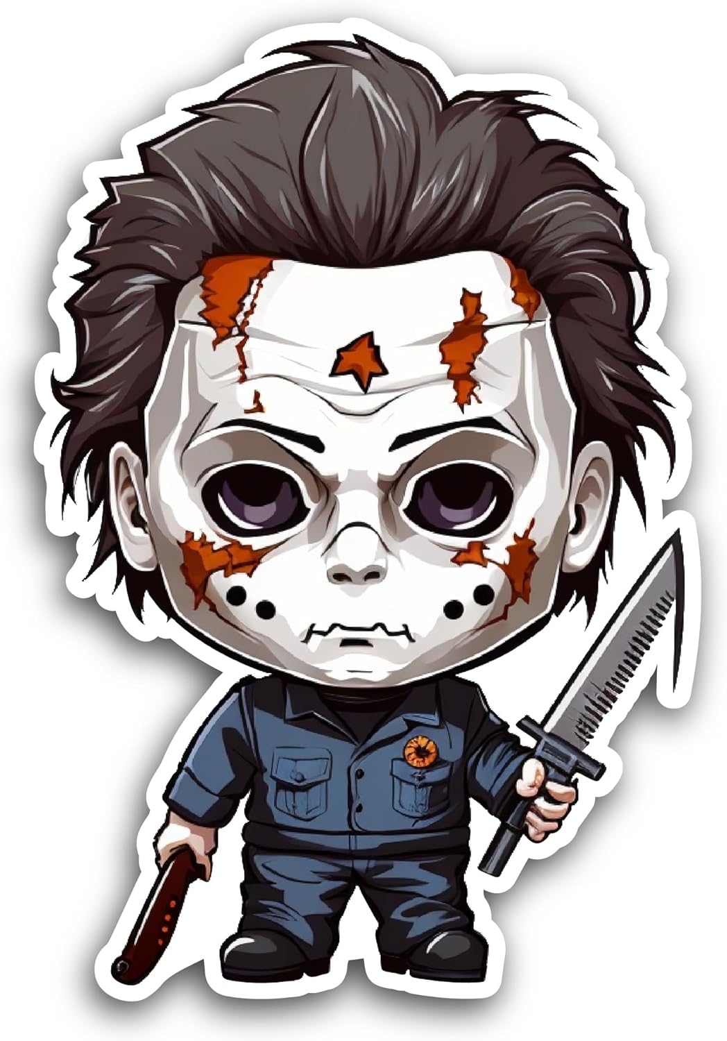 2 (Pieces) 3" and 5" Bloody Face Zombie Sticker, Waterproof Vinyl Decals for Many Purpose Like Cars, Trucks, Laptops, Phones, Windows and More