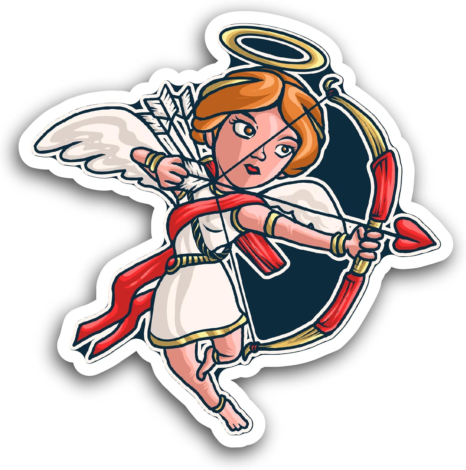 2 (Pieces) 3" and 5" Cupid Holding Arrows and Bows Sticker, Waterproof Vinyl Decals for Many Purpose Like Cars, Trucks, Laptops, Phones, Windows and More