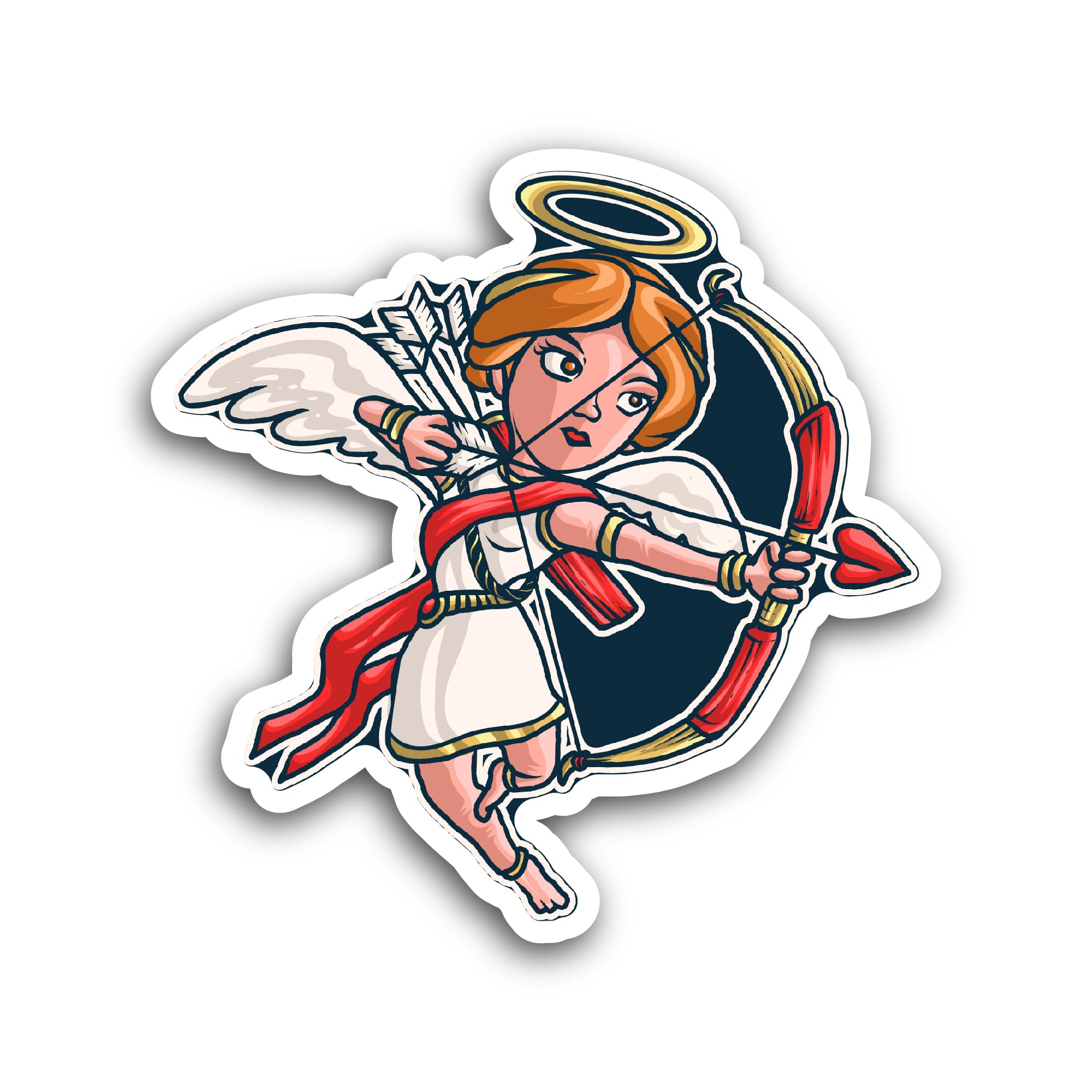 2 (Pieces) 3" and 5" Cupid Holding Arrows and Bows Sticker, Waterproof Vinyl Decals for Many Purpose