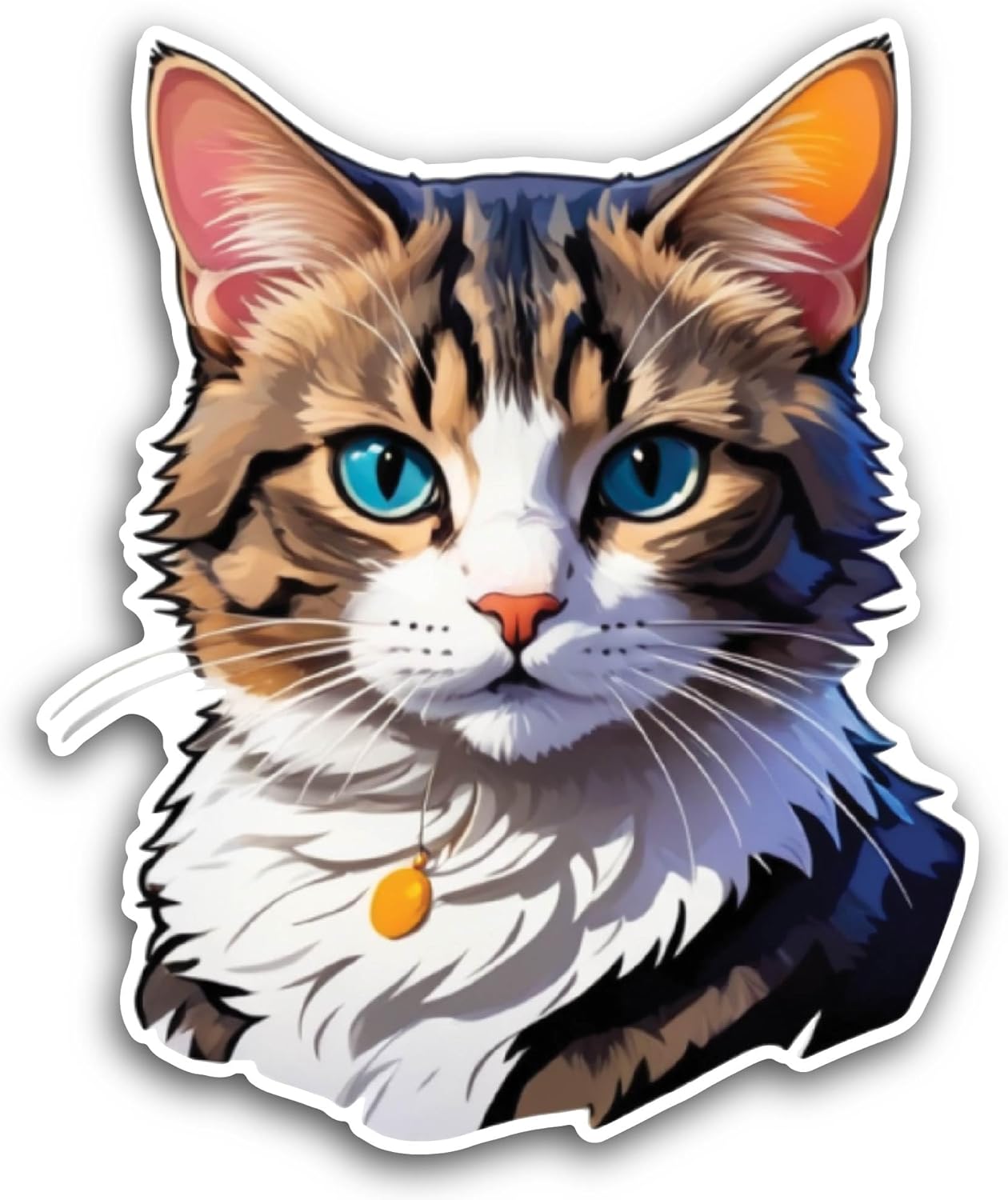 2 (Pieces) 3" and 5" Cat Portrait Sticker, Waterproof Vinyl Decals for Many Purpose Like Cars, Trucks, Laptops, Phones, Windows and More