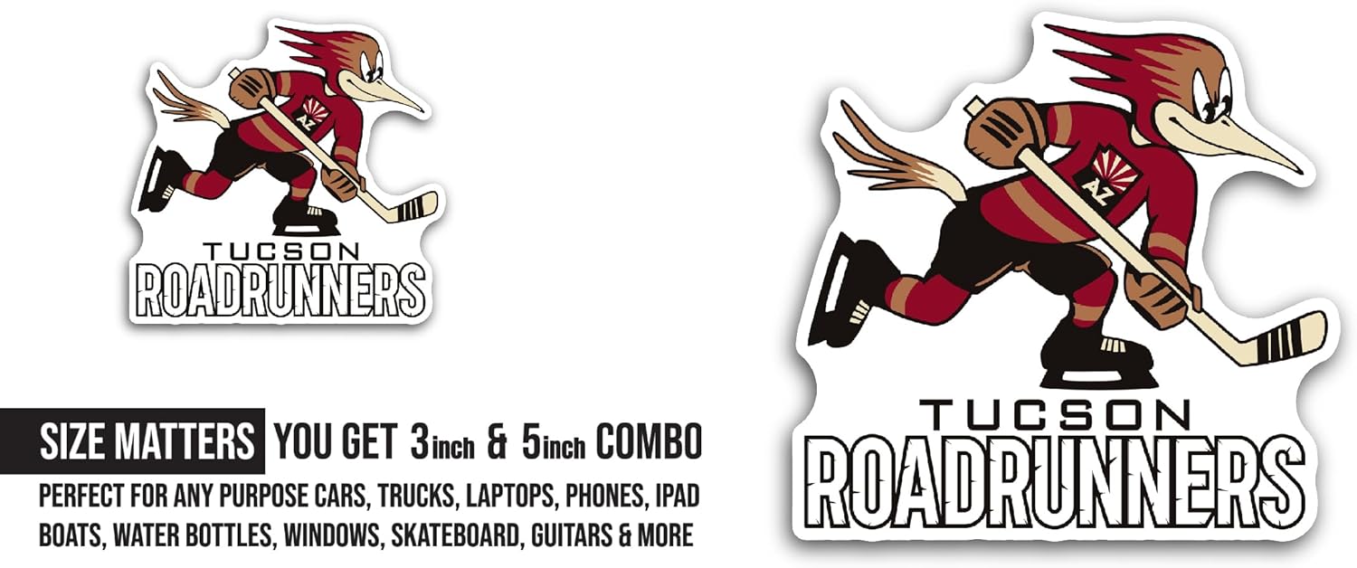 2 (Pieces) 3" and 5" Tucs0n Roadrunners Sticker, Waterproof Vinyl Decals for Many Purpose Like Cars, Trucks, Laptops, Phones, Windows and More
