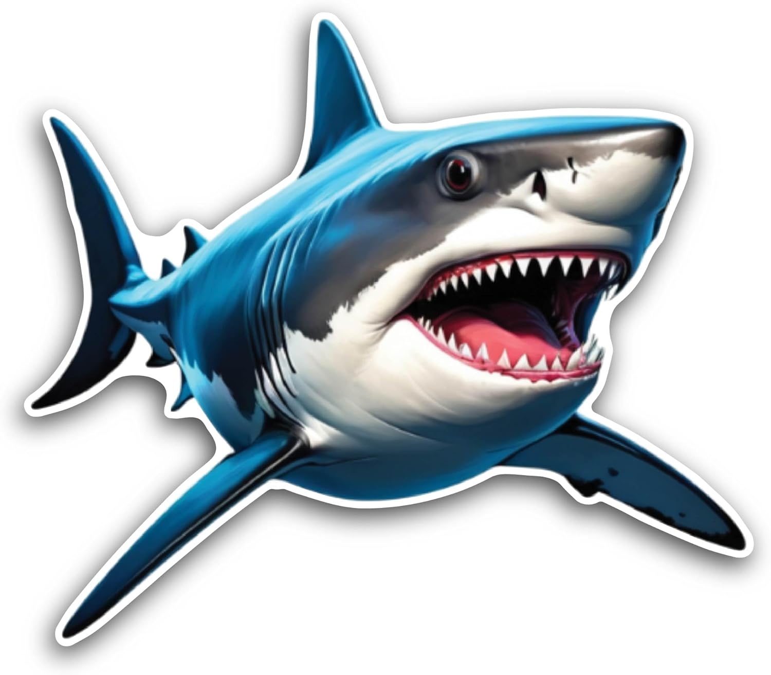 2 (Pieces) 3" and 5" Shark with White Face Sticker, Waterproof Vinyl Decals for Many Purpose Like Cars, Trucks, Laptops, Phones, Windows and More