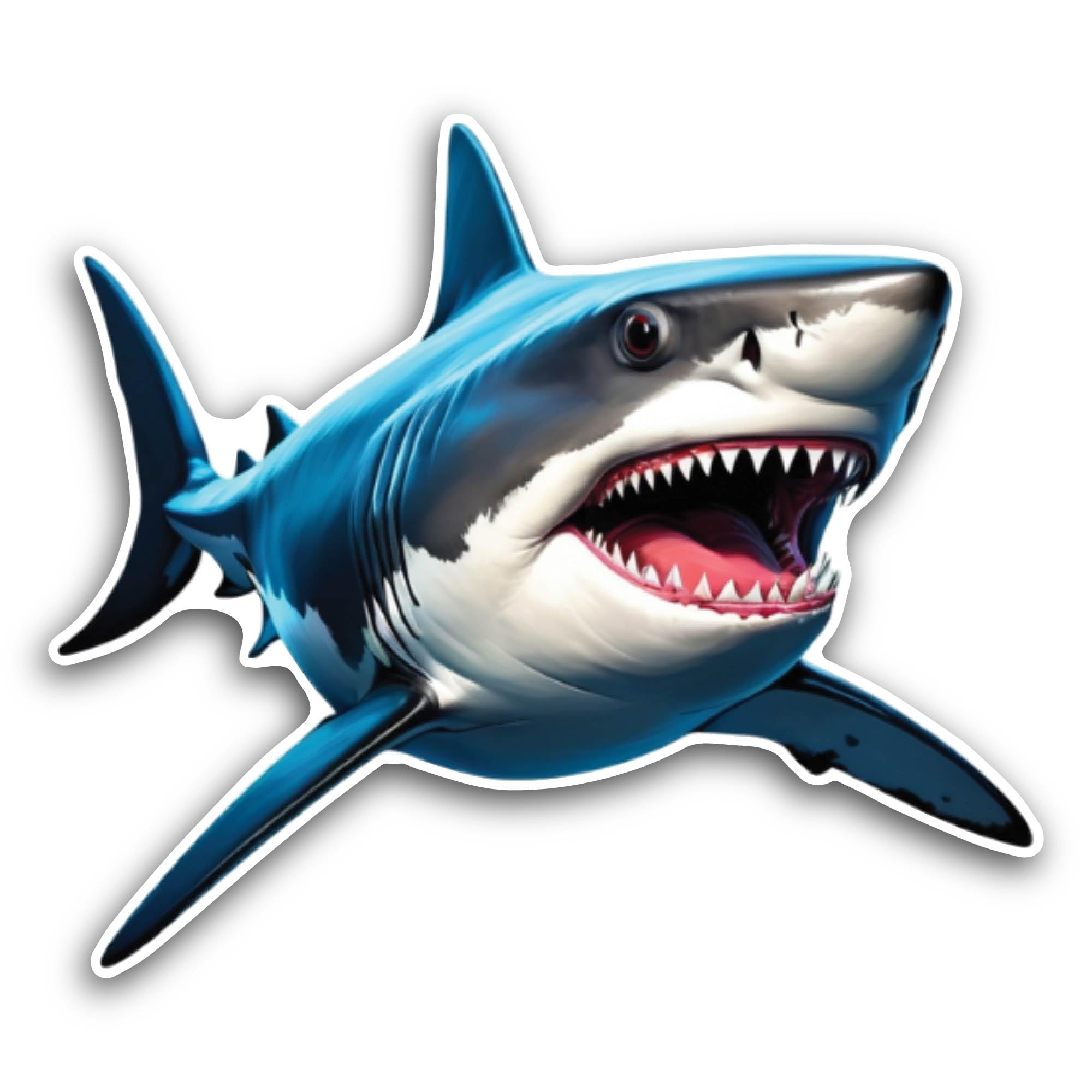 2 (Pieces) 3" and 5" Shark with White Face Sticker, Waterproof Vinyl Decals for Many Purpose Like Ca