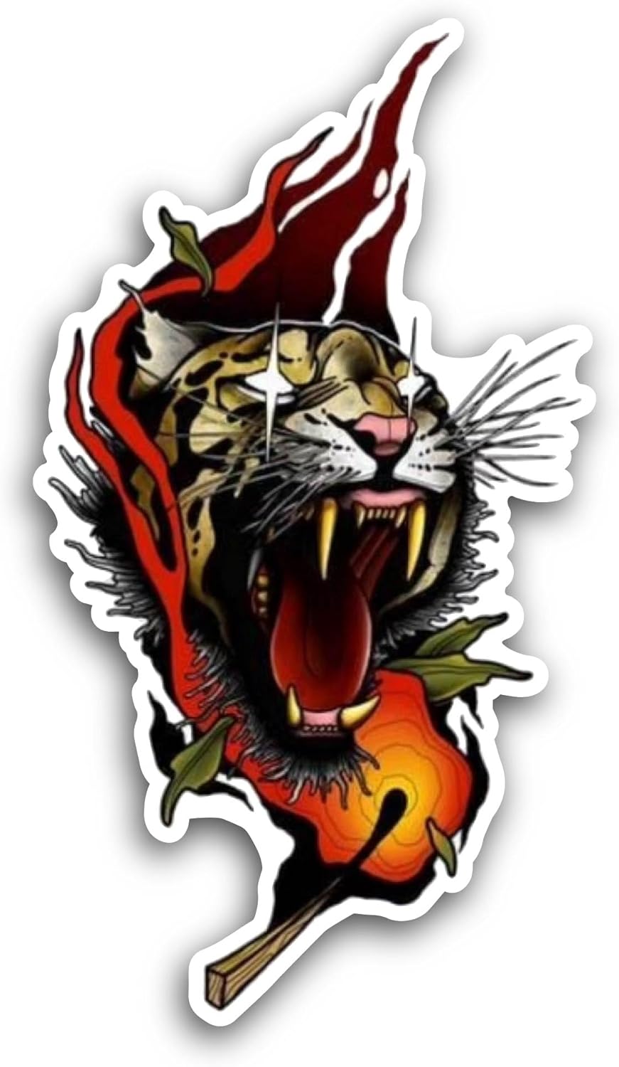 2 (Pieces) 3" and 5" Angry Tiger Sticker, Waterproof Vinyl Decals for Many Purpose Like Cars, Trucks, Laptops, Phones, Windows and More