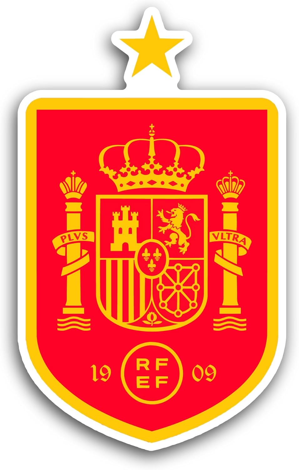 2 (Pieces) 3" and 5" Spain Nati0nal F00tball Team Sticker, Waterproof Vinyl Decals for Many Purpose Like Cars, Trucks, Laptops, Phones, Windows and More