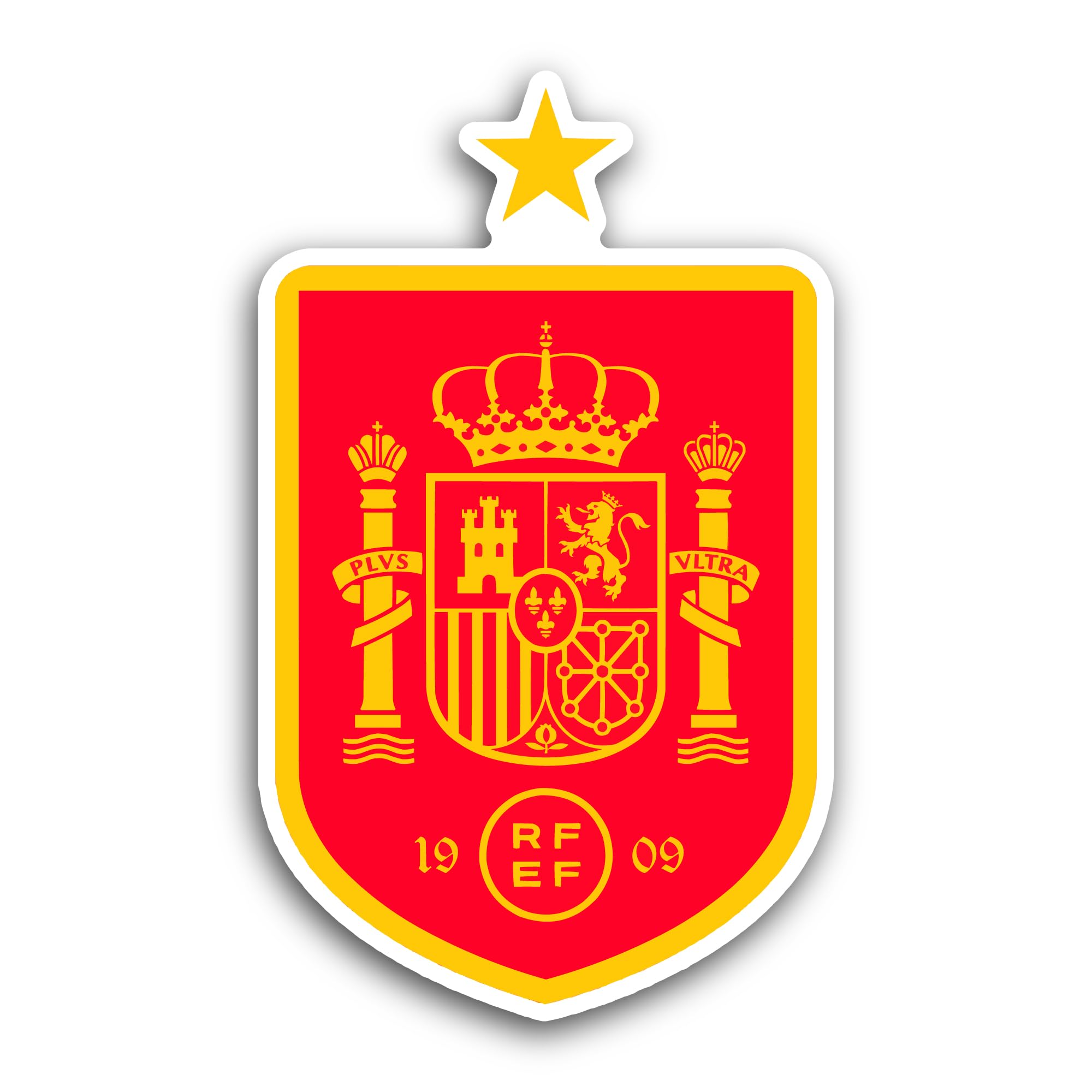 2 (Pieces) 3" and 5" Spain Nati0nal F00tball Team Sticker, Waterproof Vinyl Decals for Many Purpose 