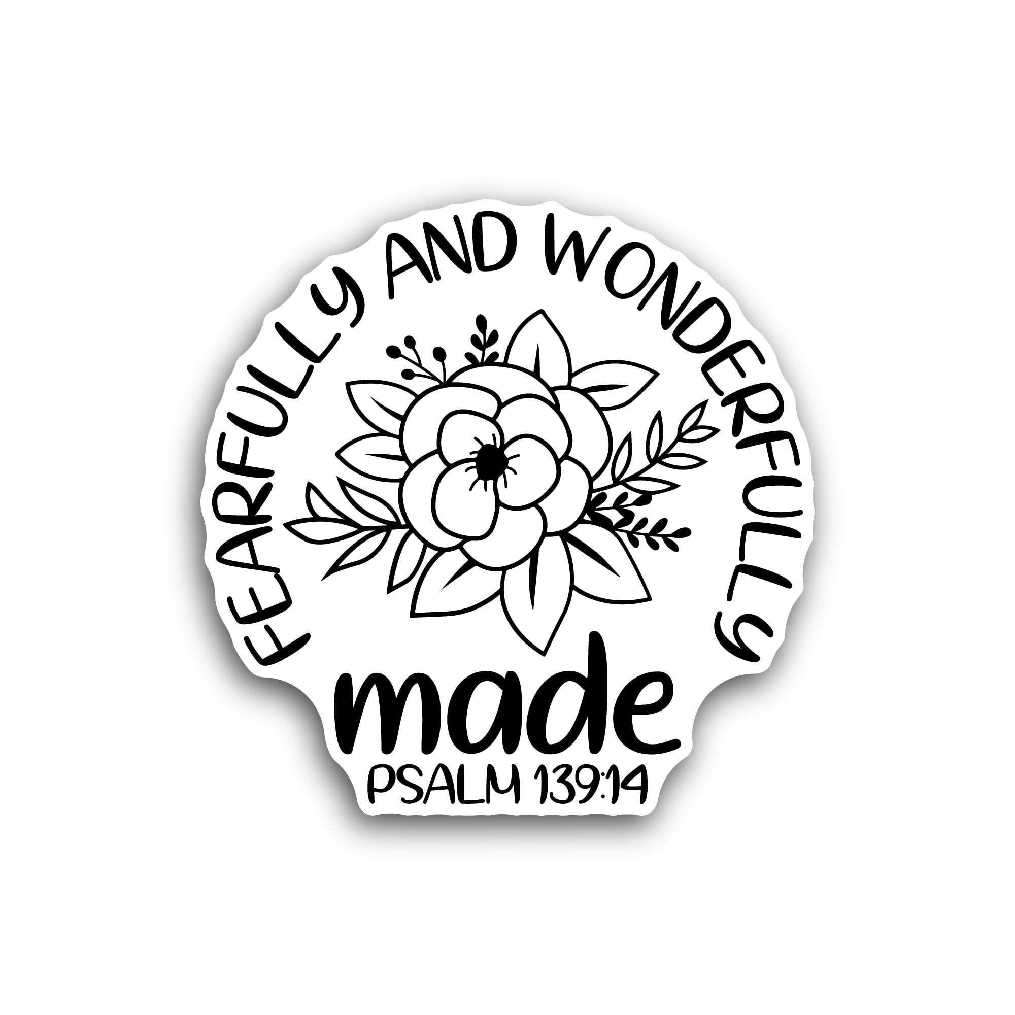 2 (Pieces) 3" and 5" Fearfully and Wonderfully Made Text Sticker, Waterproof Vinyl Decals for Many P