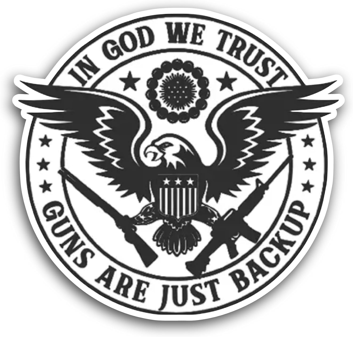 2 (Pieces) 3" and 5" in God Sticker, Waterproof Vinyl Decals for Many Purpose Like Cars, Trucks, Laptops, Phones, Windows and More