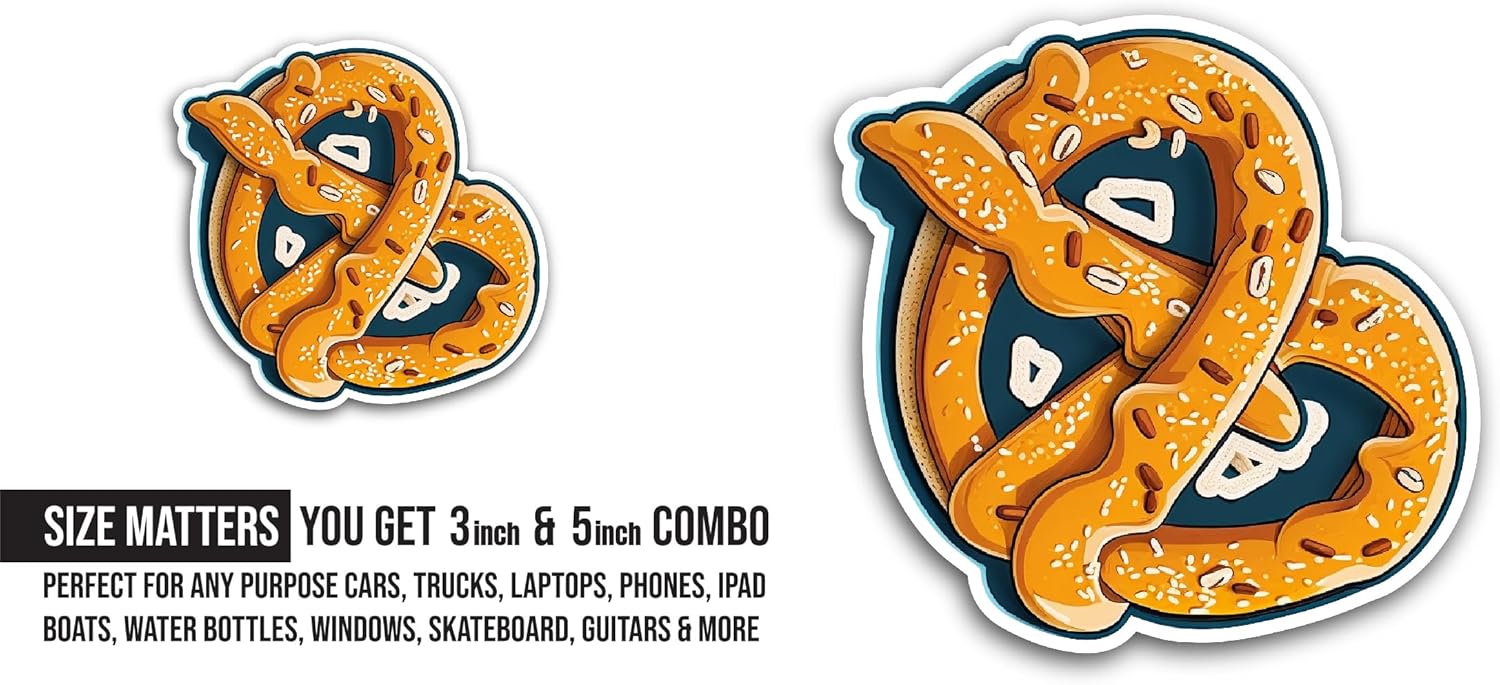 2 (Pieces) 3" and 5" Heartshaped Pretzel Ticker, Waterproof Vinyl Decals for Many Purpose Like Cars, Trucks, Laptops, Phones, Windows and More