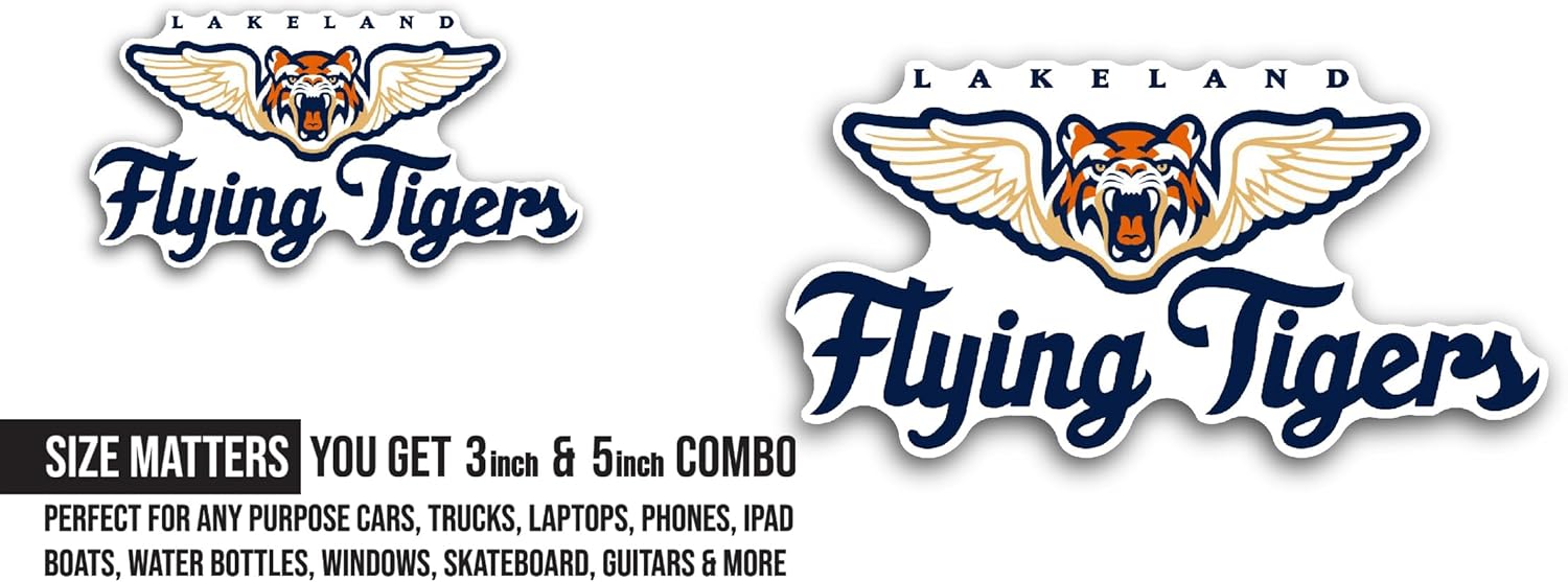 2 (Pieces) 3" and 5" L@keland Flying Tigers Sticker, Waterproof Vinyl Decals for Many Purpose Like Cars, Trucks, Laptops, Phones, Windows and More
