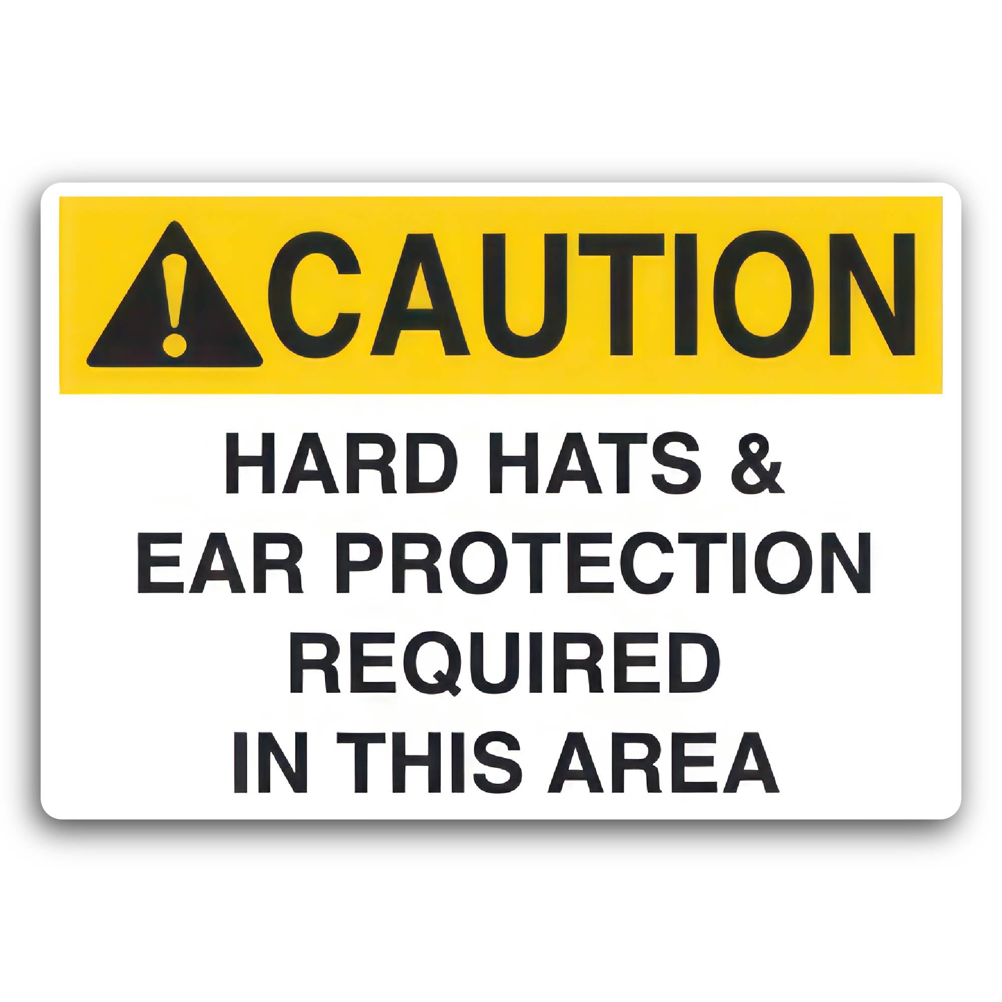 2 (Pieces) 3" and 5" Caution Hard Hats and Ear Protection Required Sticker, Waterproof Vinyl Decals 