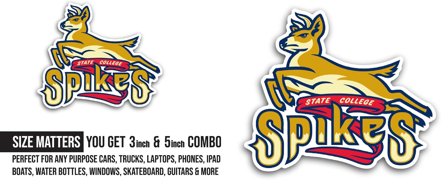 2 (Pieces) 3" and 5" Sp1kes Baseball Logo Sticker, Waterproof Vinyl Decals for Many Purpose Like Cars, Trucks, Laptops, Phones, Windows and More