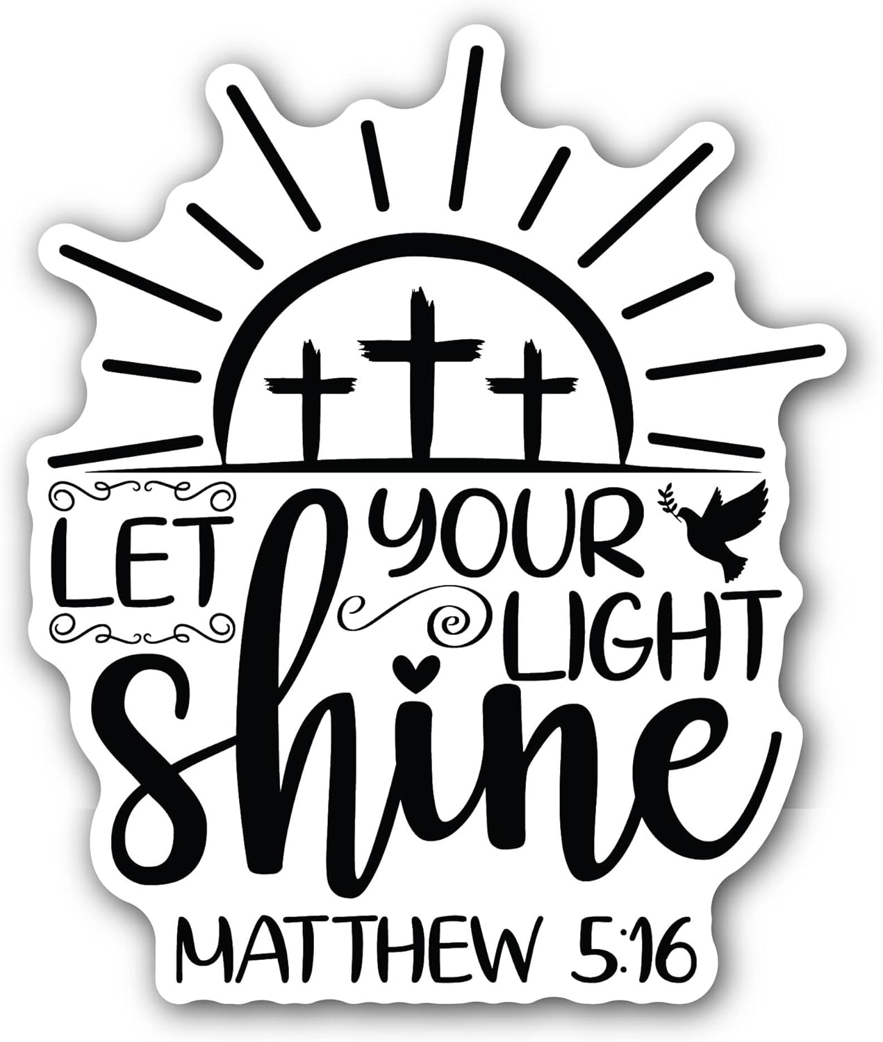 2 (Pieces) 3" and 5" Let Your Light Shine Sticker, Waterproof Vinyl Decals for Many Purpose Like Cars, Trucks, Laptops, Phones, Windows and More