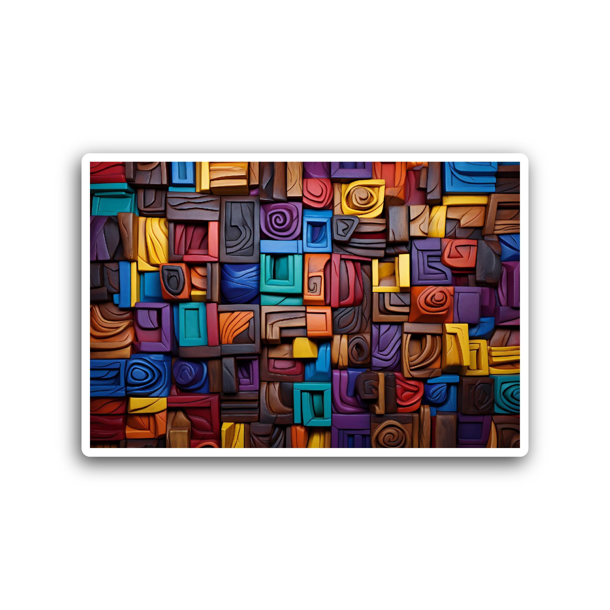 2 (Pieces) 3" and 5" Colorful Geometric Shapes Sticker, Waterproof Vinyl Decals for Many Purpose Lik