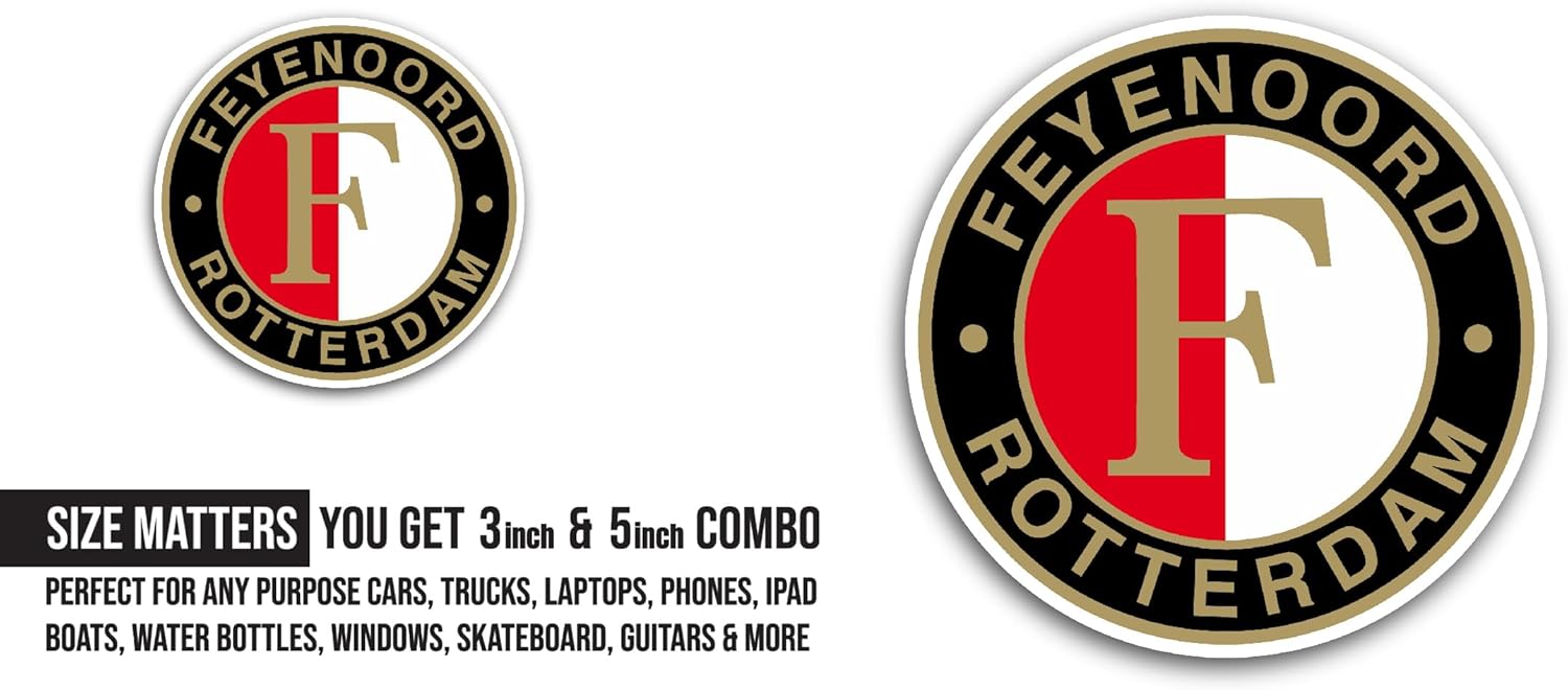 2 (Pieces) 3" and 5" Feyen00rd Logo Sticker, Waterproof Vinyl Decals for Many Purpose Like Cars, Trucks, Laptops, Phones, Windows and More