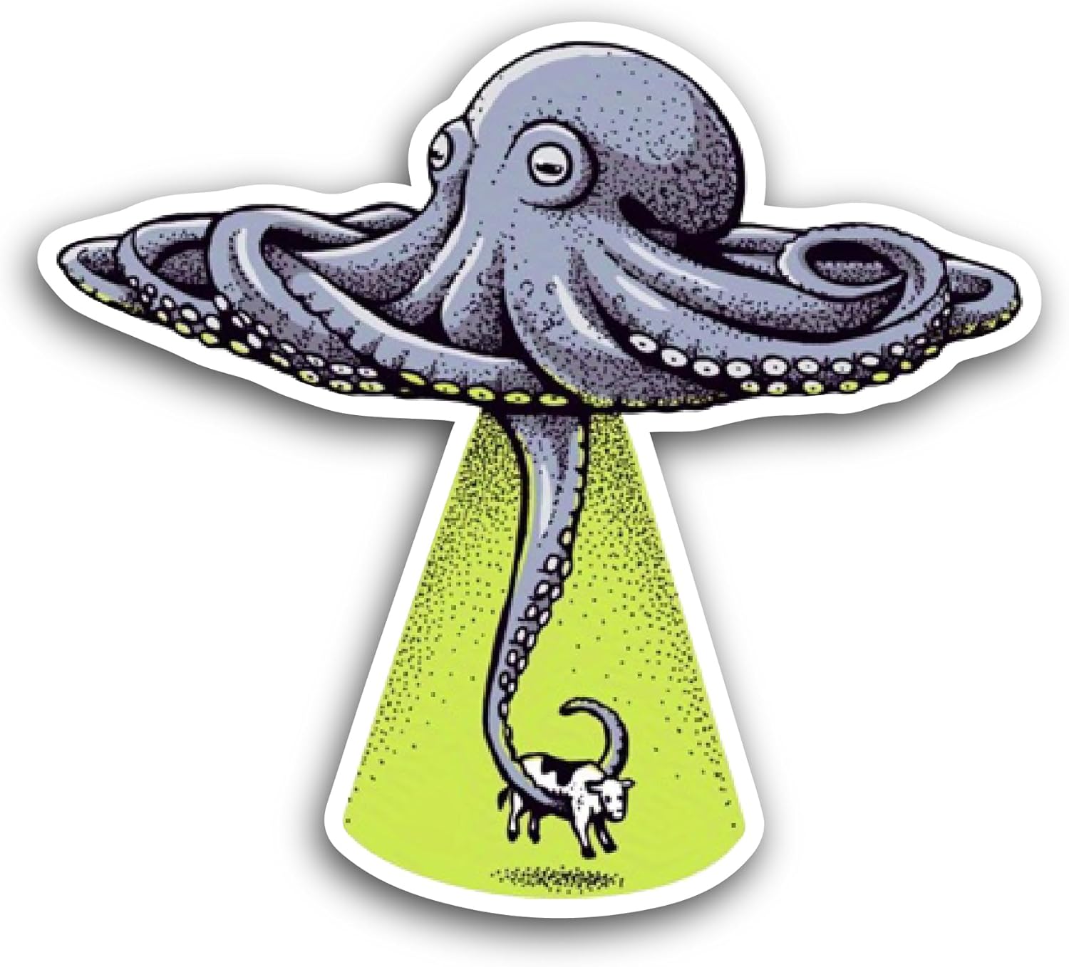 2 (Pieces) 3" and 5" Cartoon Octopus Sticker, Waterproof Vinyl Decals for Many Purpose Like Cars, Trucks, Laptops, Phones, Windows and More