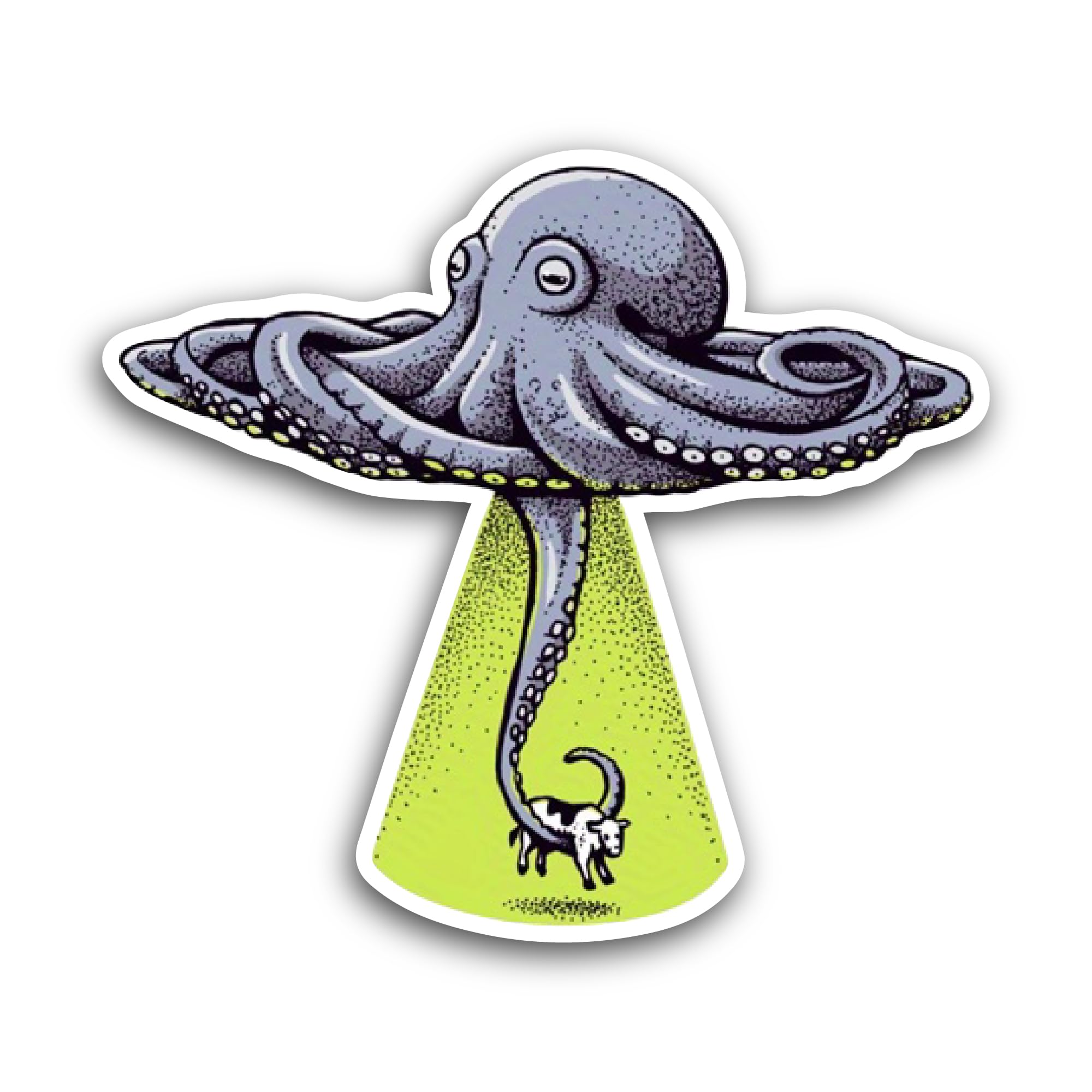 2 (Pieces) 3" and 5" Cartoon Octopus Sticker, Waterproof Vinyl Decals for Many Purpose Like Cars, Tr
