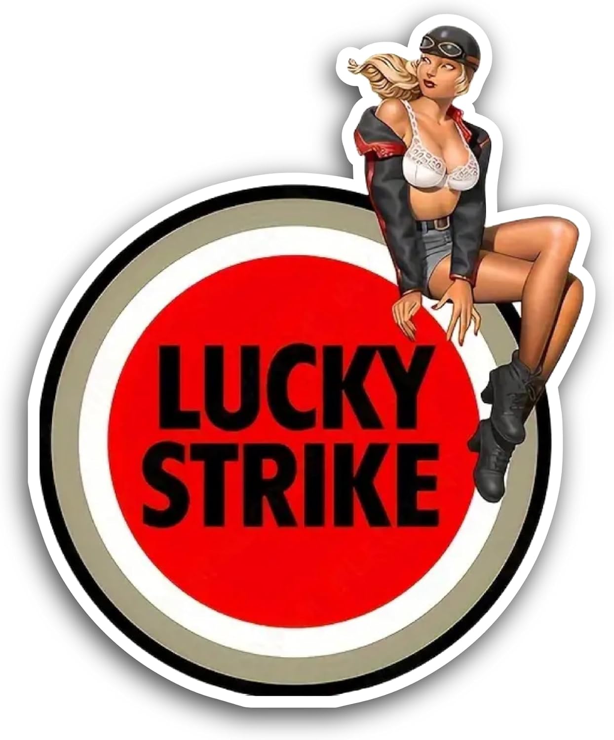 2 (Pieces) 3" and 5" Lucky Strike Text Sticker, Waterproof Vinyl Decals for Many Purpose Like Cars, Trucks, Laptops, Phones, Windows and More