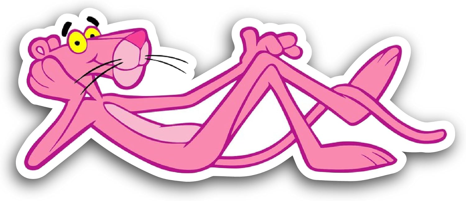 2 (Pieces) 3" and 5" Cute Pink Color Panther Sticker, Waterproof Vinyl Decals for Many Purpose Like Cars, Trucks, Laptops, Phones, Windows and More