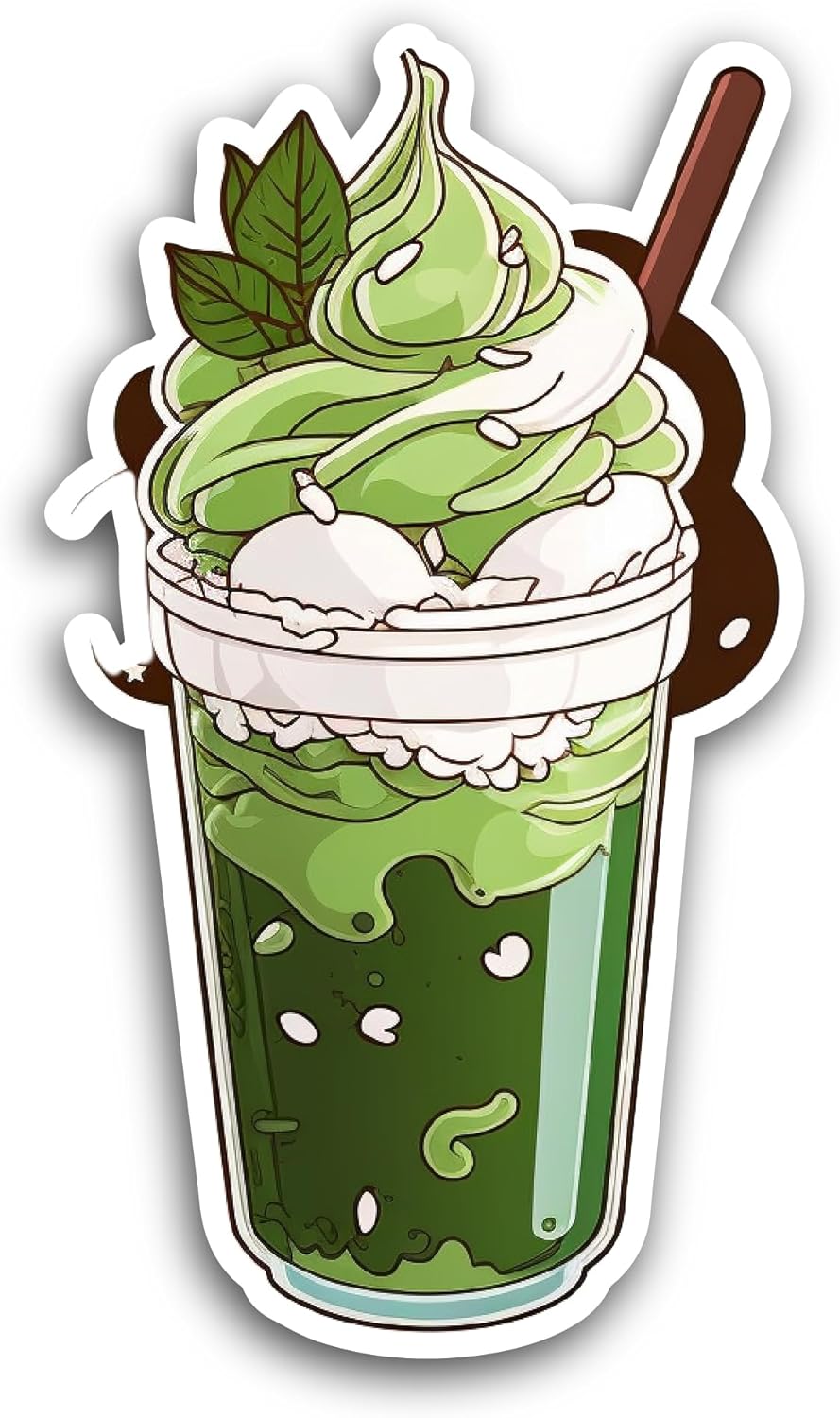 2 (Pieces) 3" and 5" Green Milkshake Sticker, Waterproof Vinyl Decals for Many Purpose Like Cars, Trucks, Laptops, Phones, Windows and More