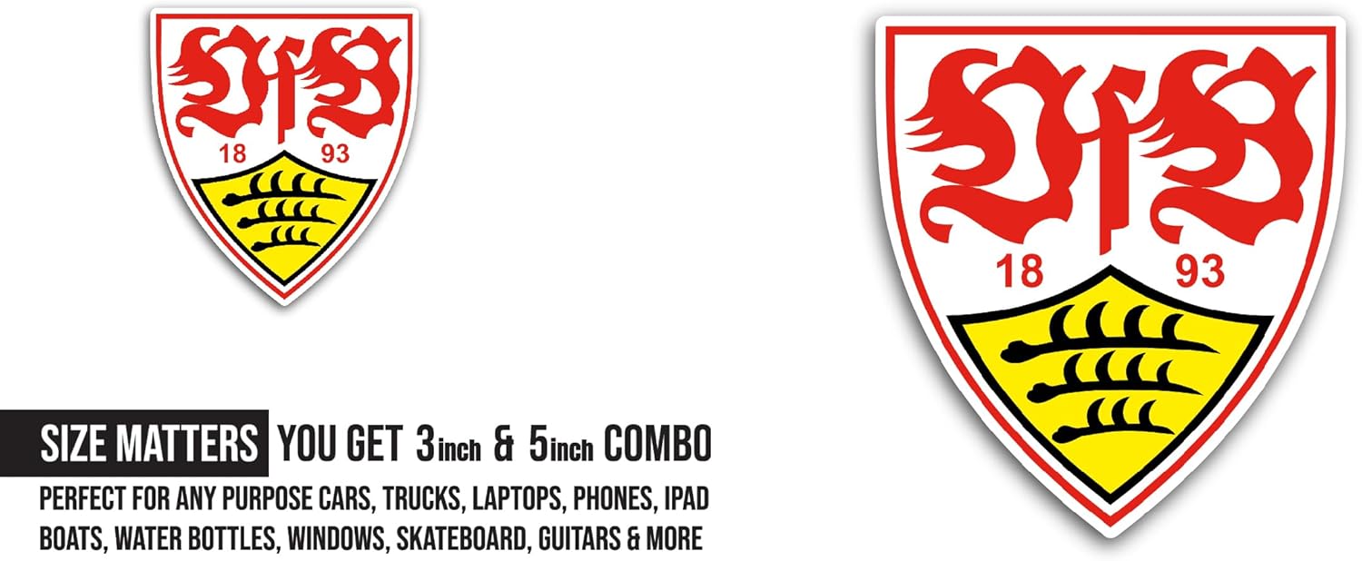 2 (Pieces) 3" and 5" Stuttg@rt Sticker, Waterproof Vinyl Decals for Many Purpose Like Cars, Trucks, Laptops, Phones, Windows and More