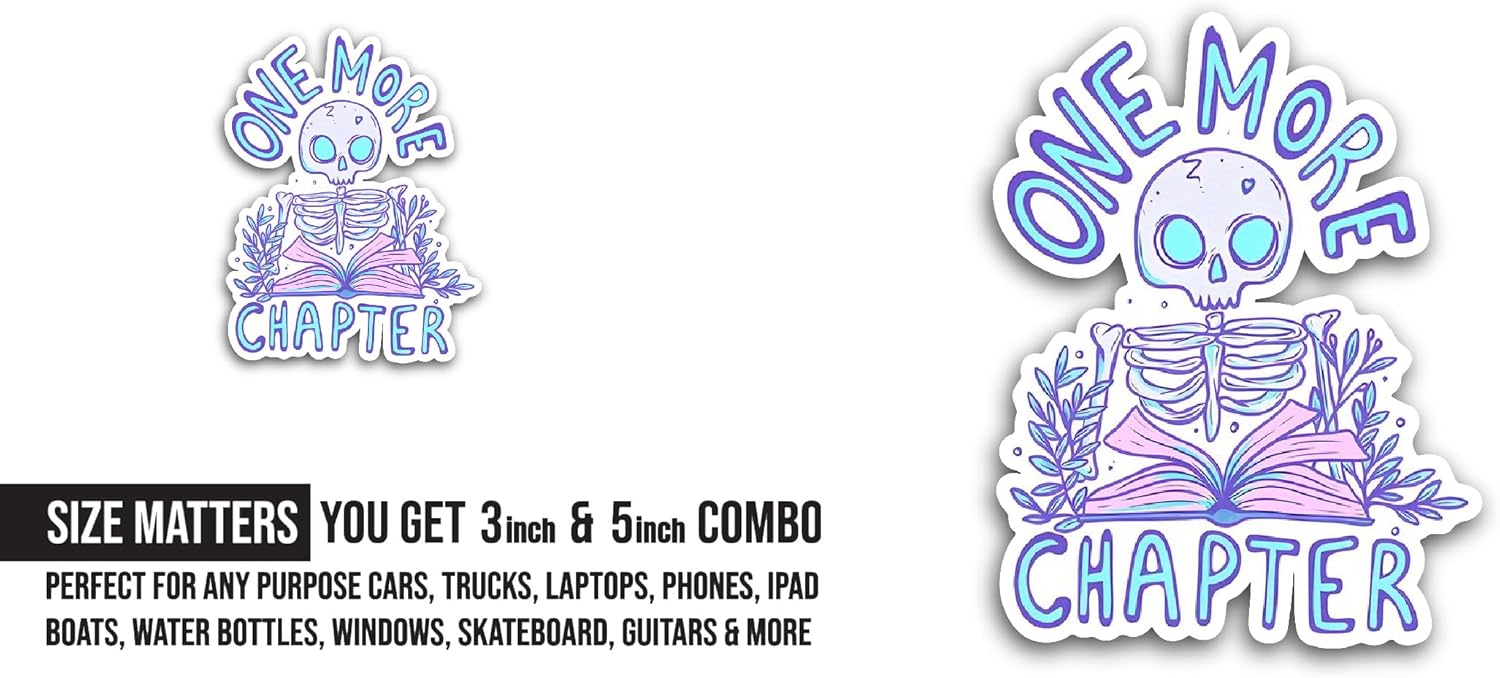 2 (Pieces) 3" and 5" One More Chapter Sticker, Waterproof Vinyl Decals for Many Purpose Like Cars, Trucks, Laptops, Phones, Windows and More