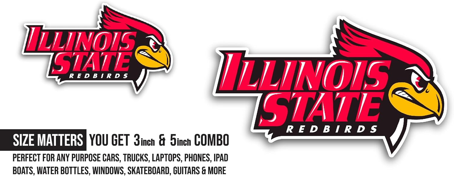2 (Pieces) 3" and 5" Illin0is State Redbirds Sticker, Waterproof Vinyl Decals for Many Purpose Like Cars, Trucks, Laptops, Phones, Windows and More