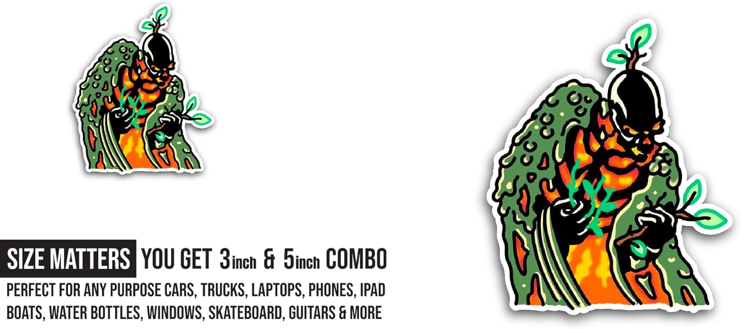2 (Pieces) 3" and 5" Fire Skull Sticker, Waterproof Vinyl Decals for Many Purpose Like Cars, Trucks, Laptops, Phones, Windows and More