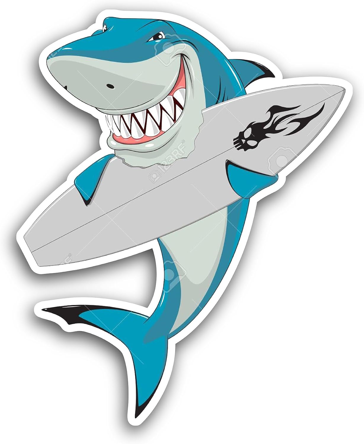 2 (Pieces) 3" and 5" White Shark Sticker, Waterproof Vinyl Decals for Many Purpose Like Cars, Trucks, Laptops, Phones, Windows and More