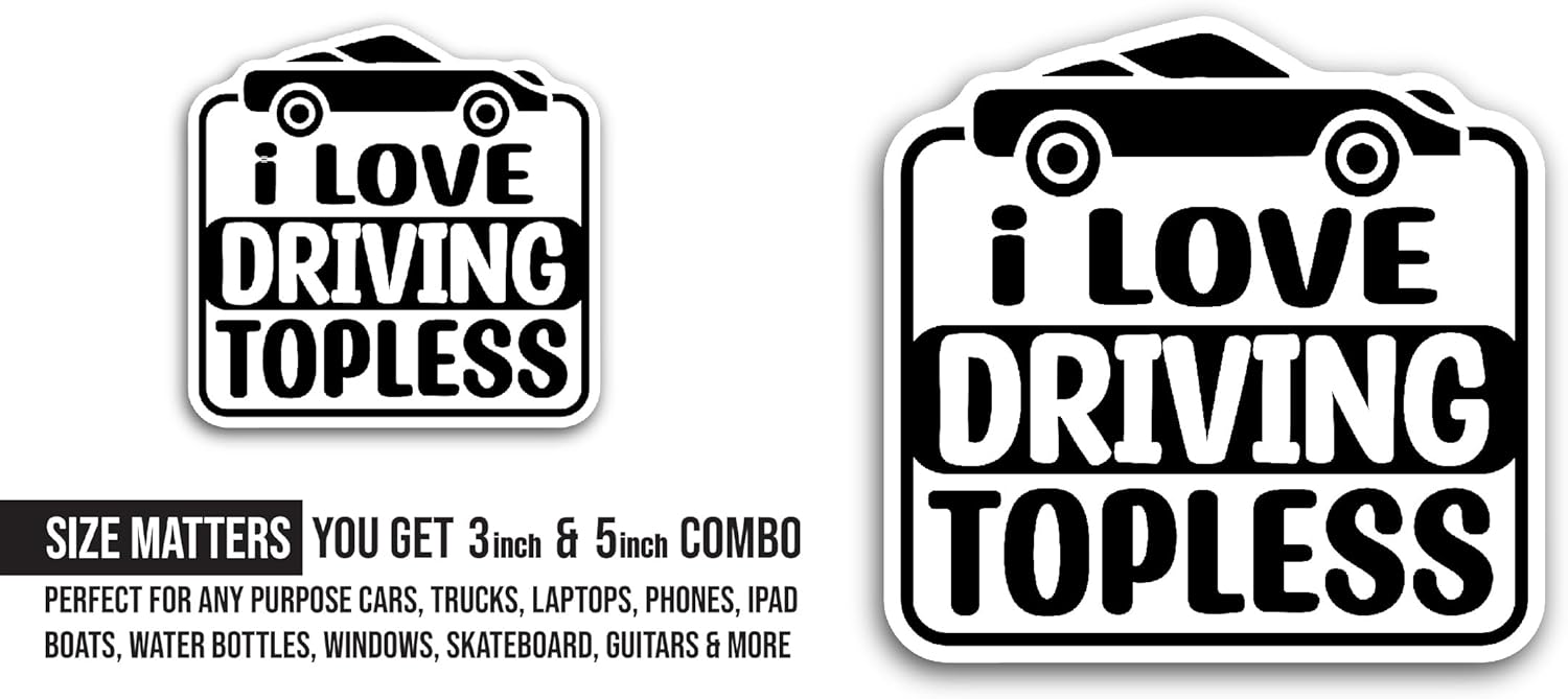 2 (Pieces) 3" and 5" I Love Driving Sticker, Waterproof Vinyl Decals for Many Purpose Like Cars, Trucks, Laptops, Phones, Windows and More