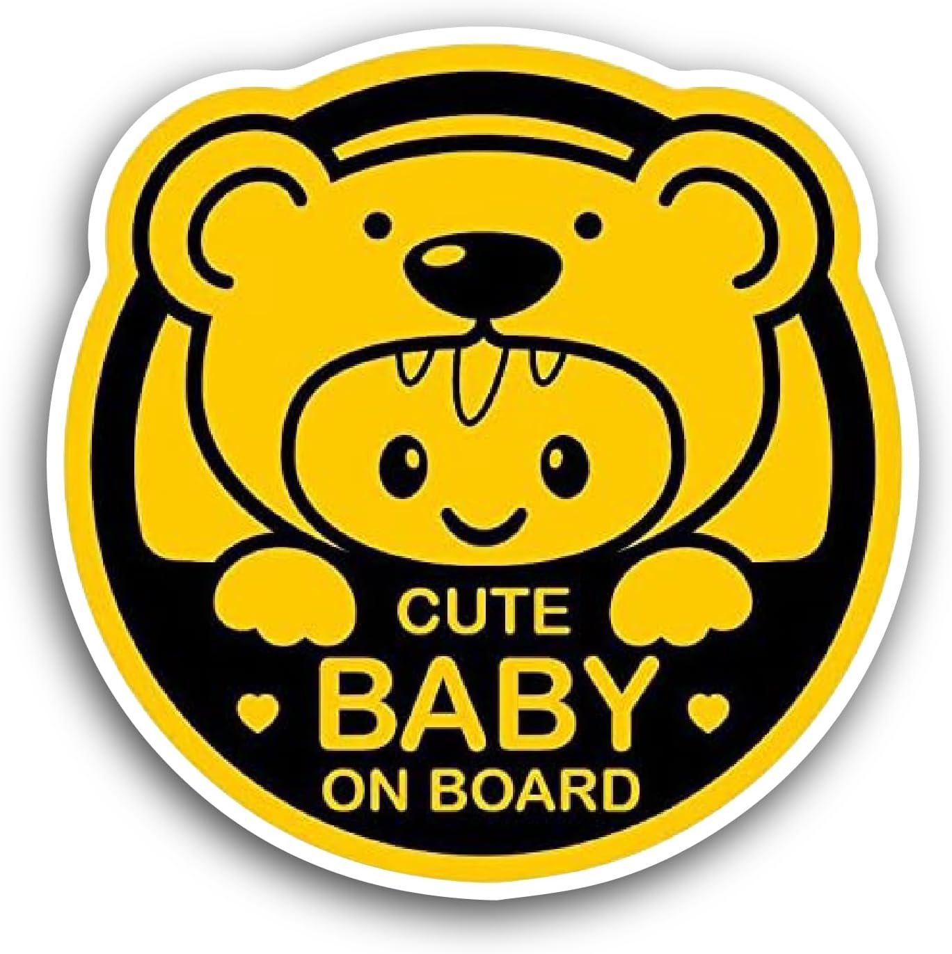 2 (Pieces) 3" and 5" Cute Baby on Board Sticker, Waterproof Vinyl Decals for Many Purpose Like Cars, Trucks, Laptops, Phones, Windows and More