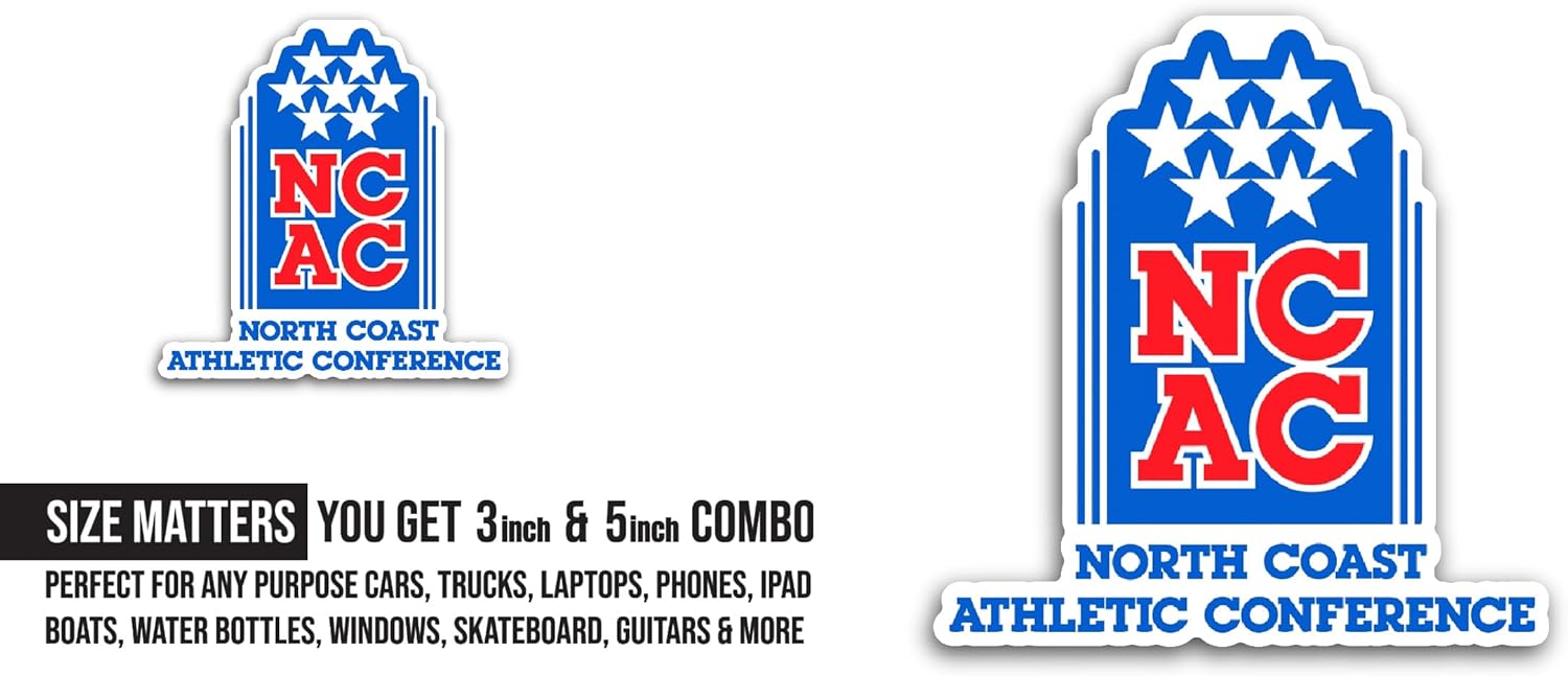 2 (Pieces) 3" and 5" N0rth Coast Athletic Conference Sticker, Waterproof Vinyl Decals for Many Purpose Like Cars, Trucks, Laptops, Phones, Windows and More