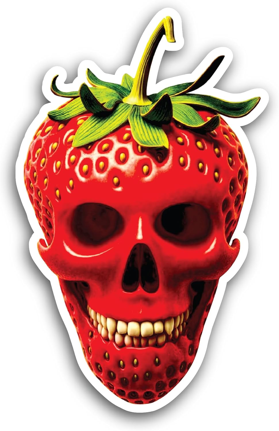 2 (Pieces) 3" and 5" Strawberry Skull Sticker, Waterproof Vinyl Decals for Many Purpose Like Cars, Trucks, Laptops, Phones, Windows and More