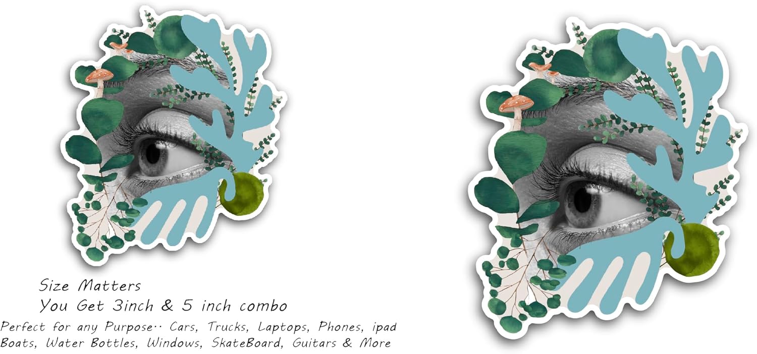 2 (Pieces) 3" and 5" Sight Sense and Plants Sticker, Waterproof Vinyl Decals for Many Purpose Like Cars, Trucks, Laptops, Phones, Windows and More