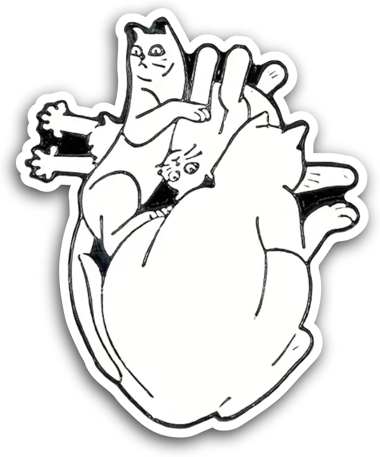 2 (Pieces) 3" and 5" Heart Anatomy Cats Sticker, Waterproof Vinyl Decals for Many Purpose Like Cars, Trucks, Laptops, Phones, Windows and More