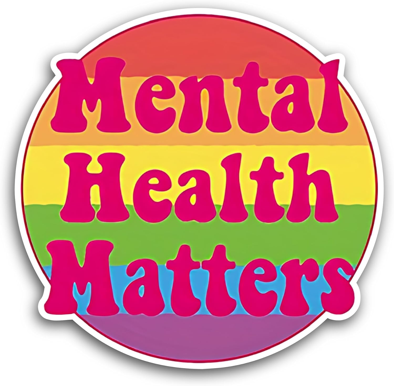 2 (Pieces) 3" and 5" Mental Health Matters Colorful Background Sticker, Waterproof Vinyl Decals for Many Purpose Like Cars, Trucks, Laptops, Phones, Windows and More