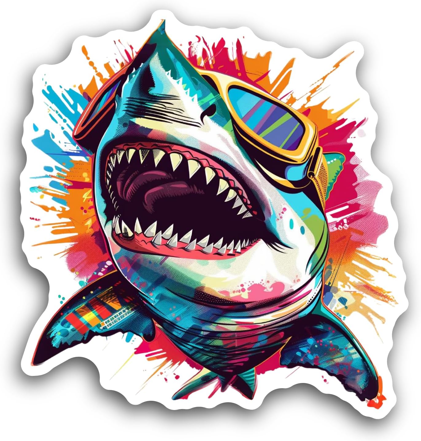 2 (Pieces) 3" and 5" Colorful Shark Sticker, Waterproof Vinyl Decals for Many Purpose Like Cars, Trucks, Laptops, Phones, Windows and More