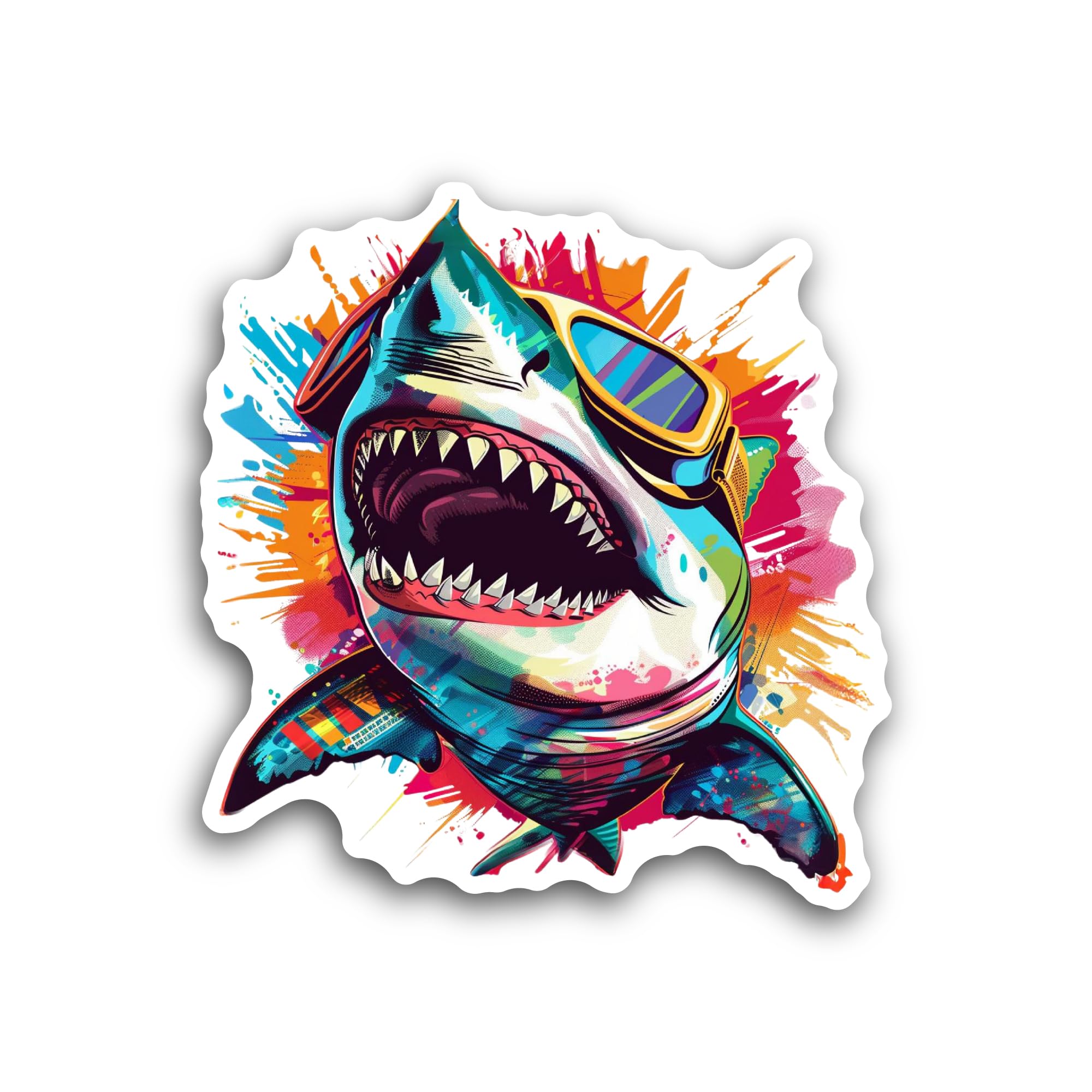 2 (Pieces) 3" and 5" Colorful Shark Sticker, Waterproof Vinyl Decals for Many Purpose Like Cars, Tru